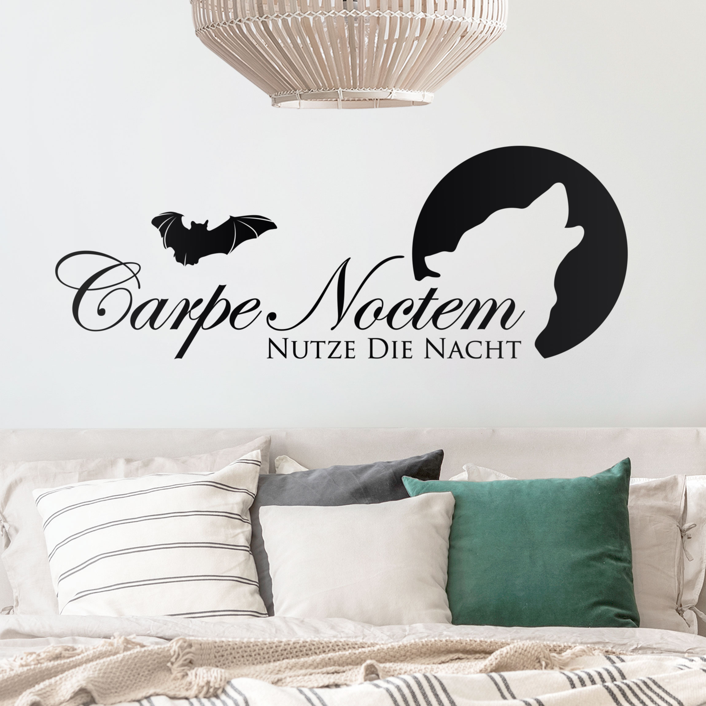 Wandtattoo Carpe Noctem - Wolf & Fledermaus