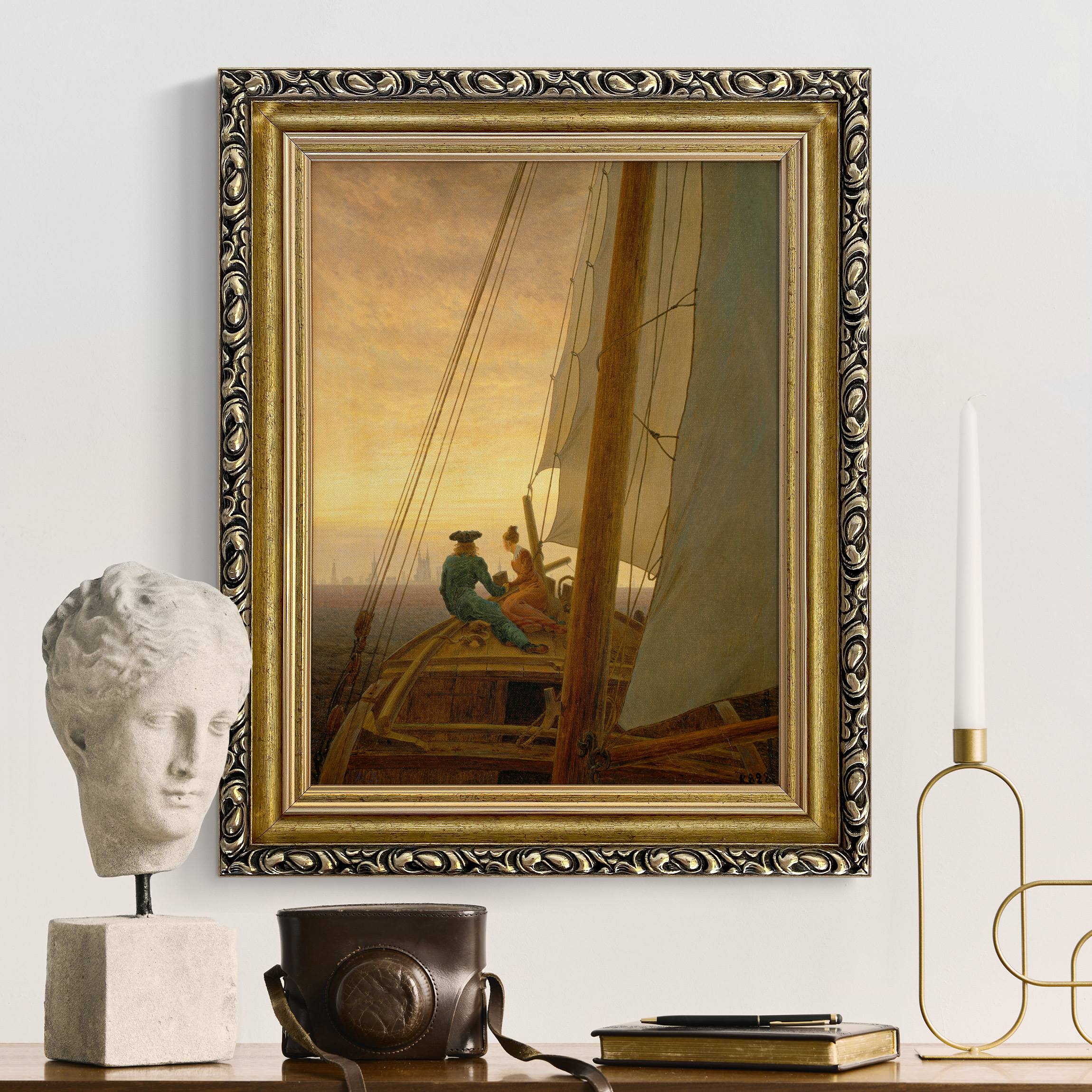Leinwandbild mit Barockrahmen Caspar David Friedrich - Auf dem Segler