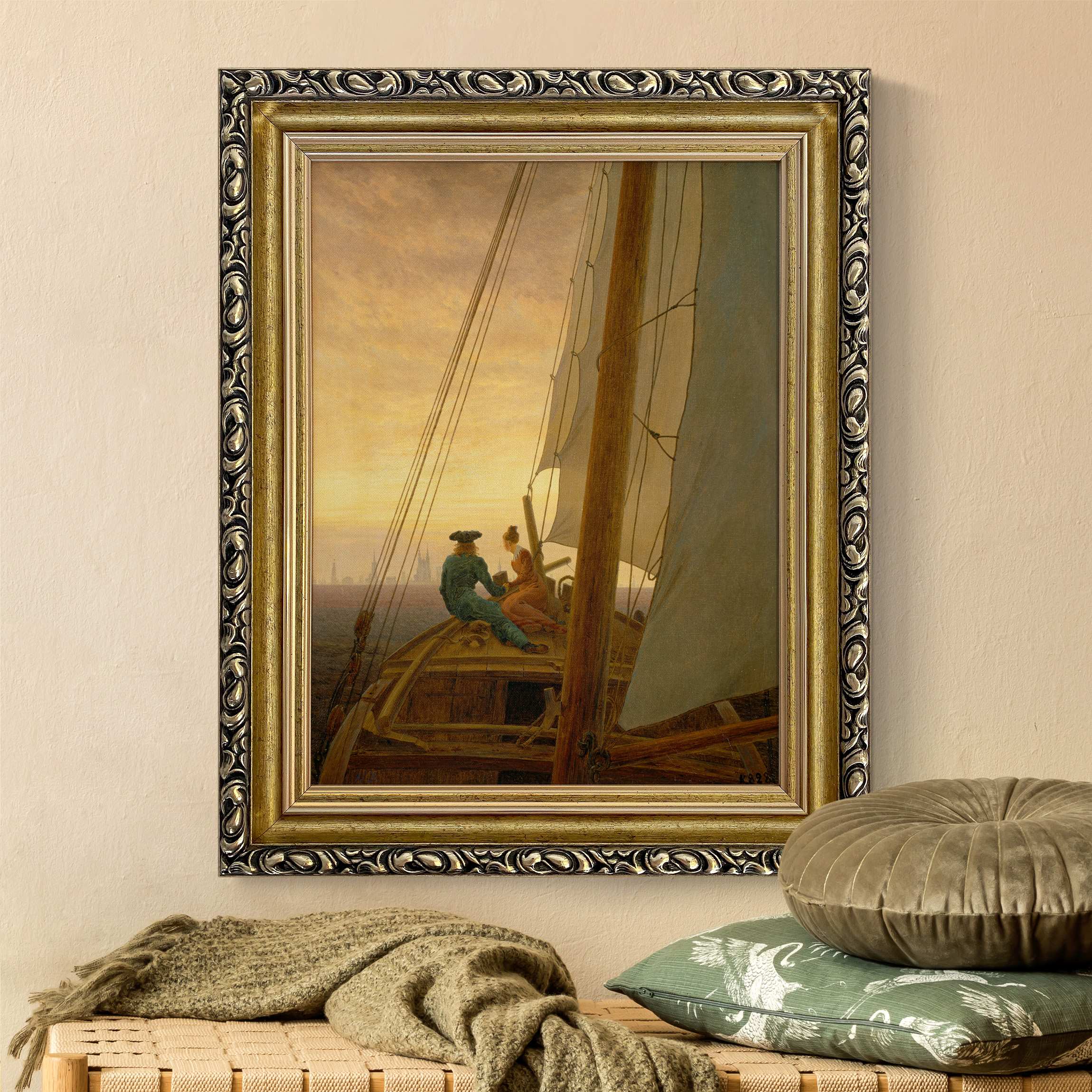 Leinwandbild in Barockrahmen Caspar David Friedrich - Auf dem Segler