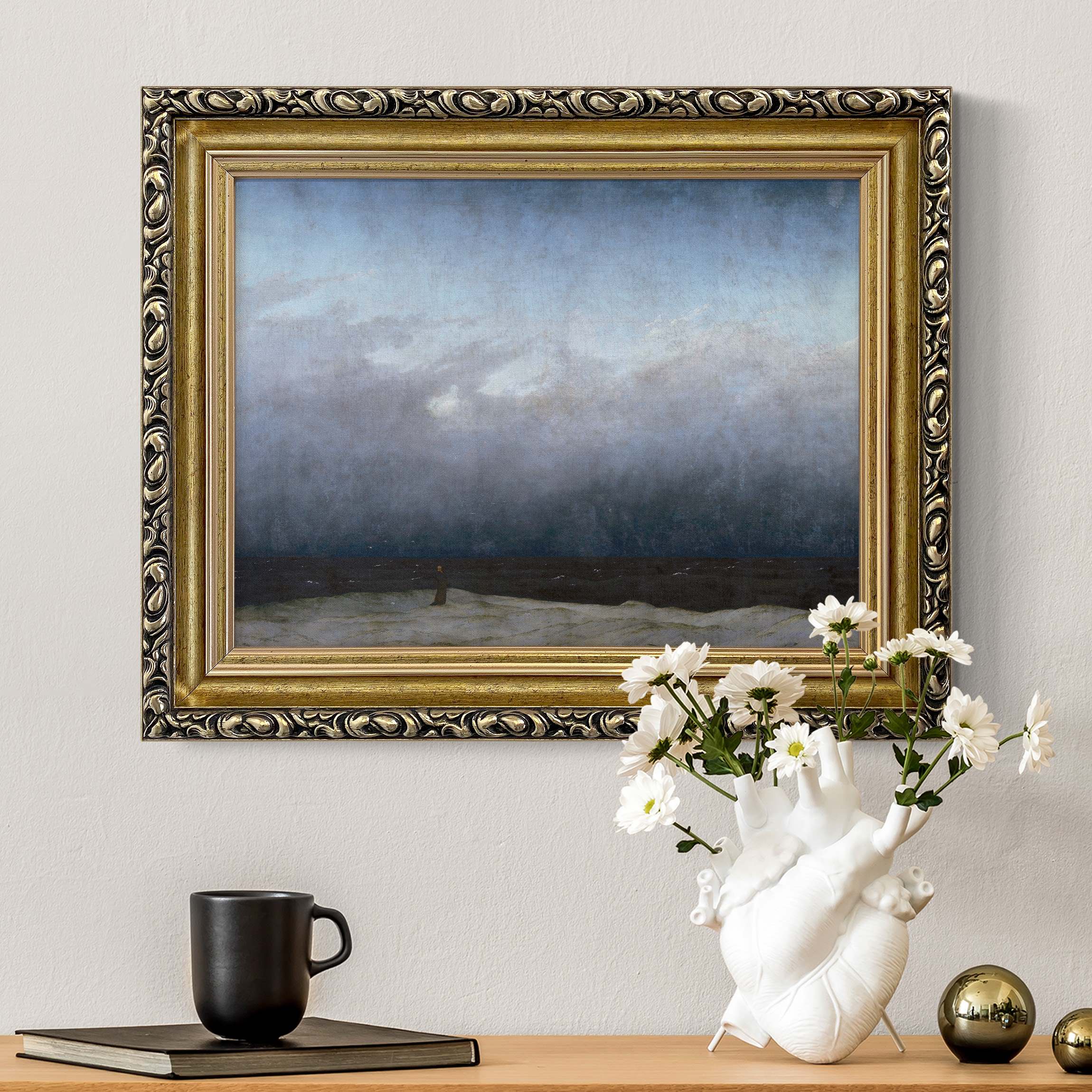 Leinwandbild mit Barockrahmen Caspar David Friedrich - Der Mönch am Meer