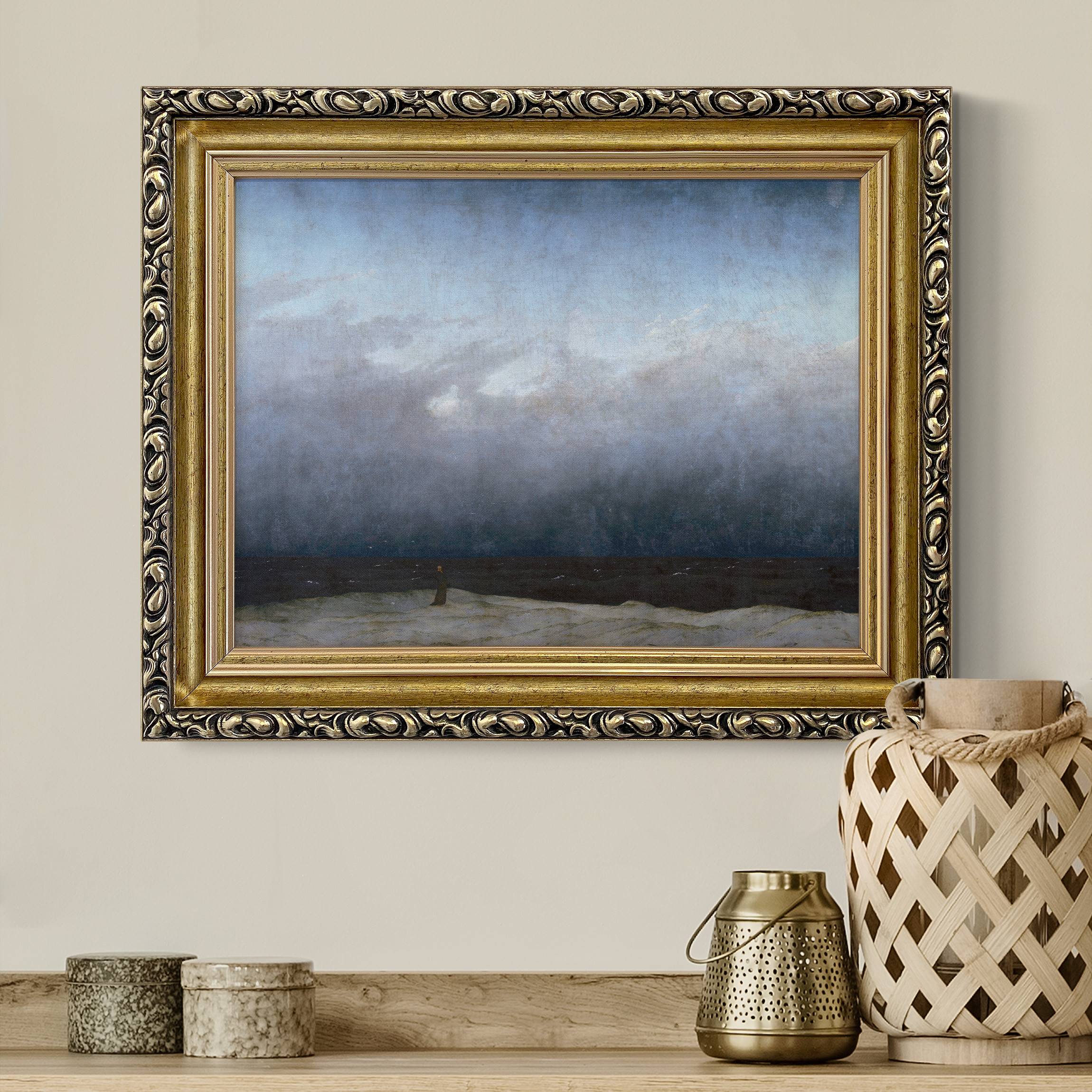 Leinwandbild in Barockrahmen Caspar David Friedrich - Der Mönch am Meer