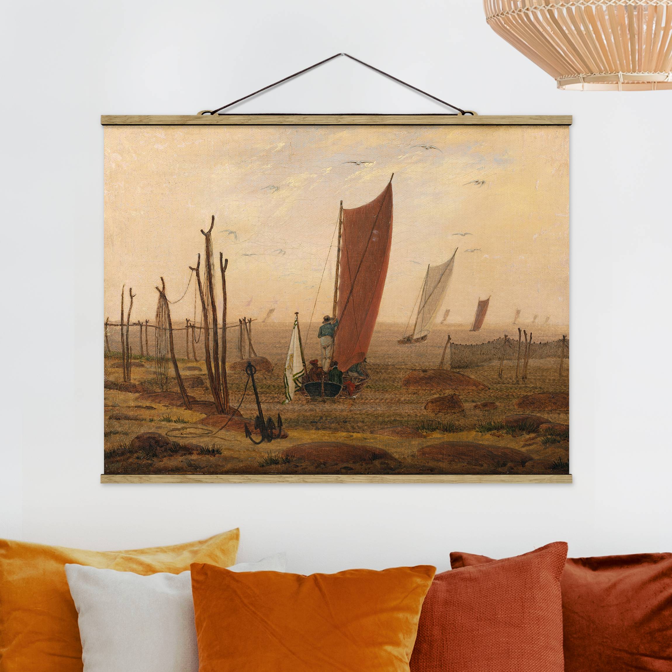 Stoffbild mit Posterleisten Caspar David Friedrich - Der Morgen