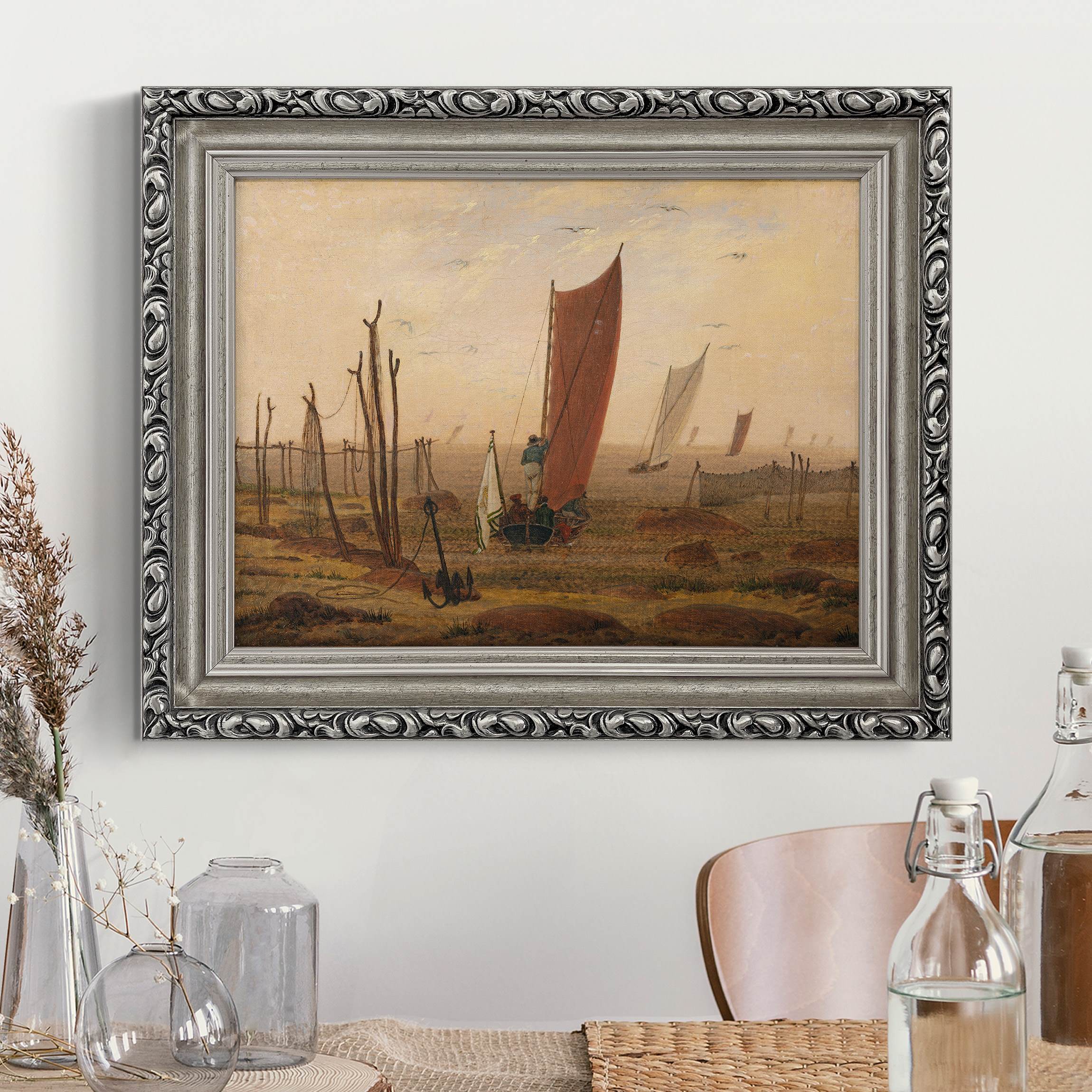 Leinwandbild mit Barockrahmen Caspar David Friedrich - Der Morgen