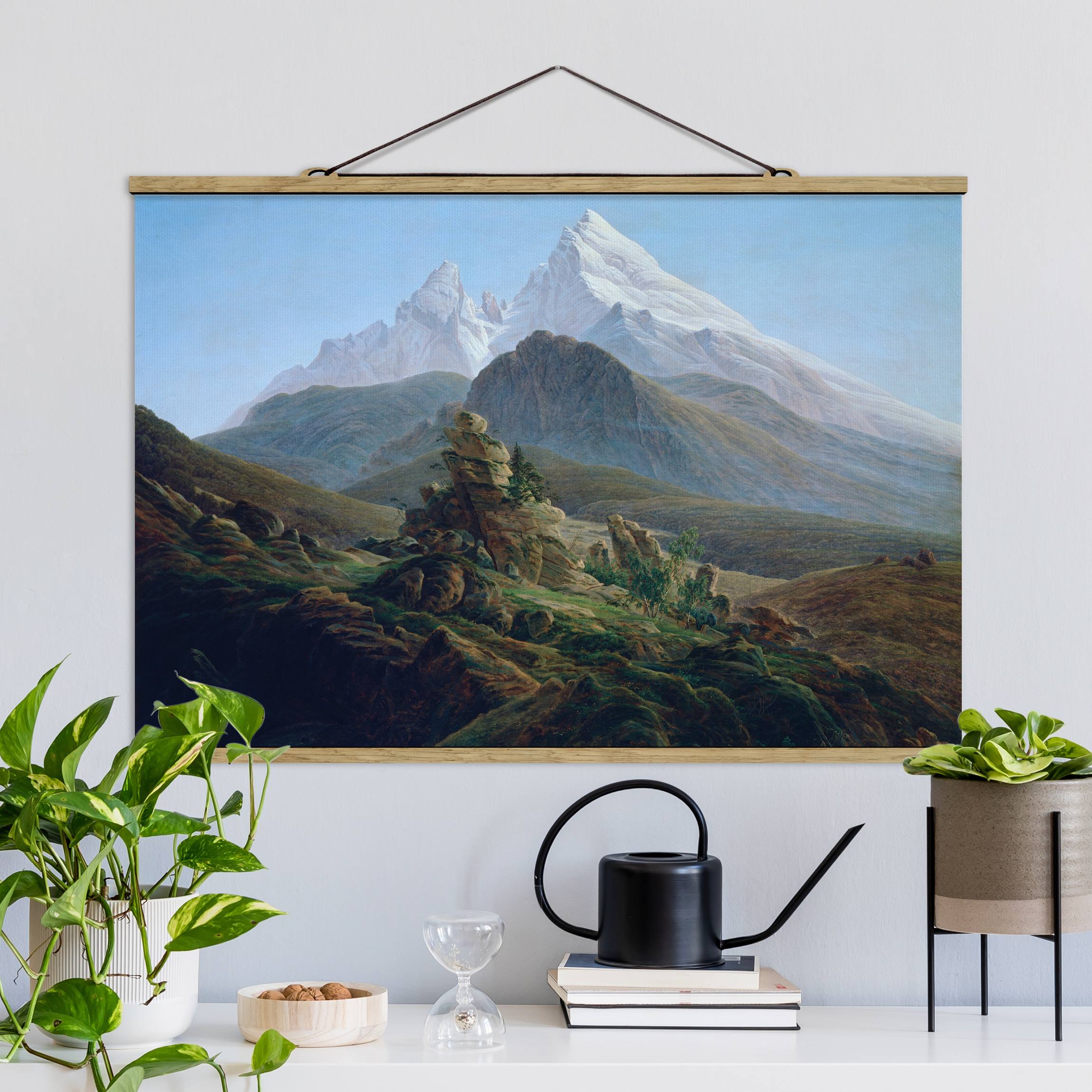 Stoffbild mit Posterleisten Caspar David Friedrich - Der Watzmann