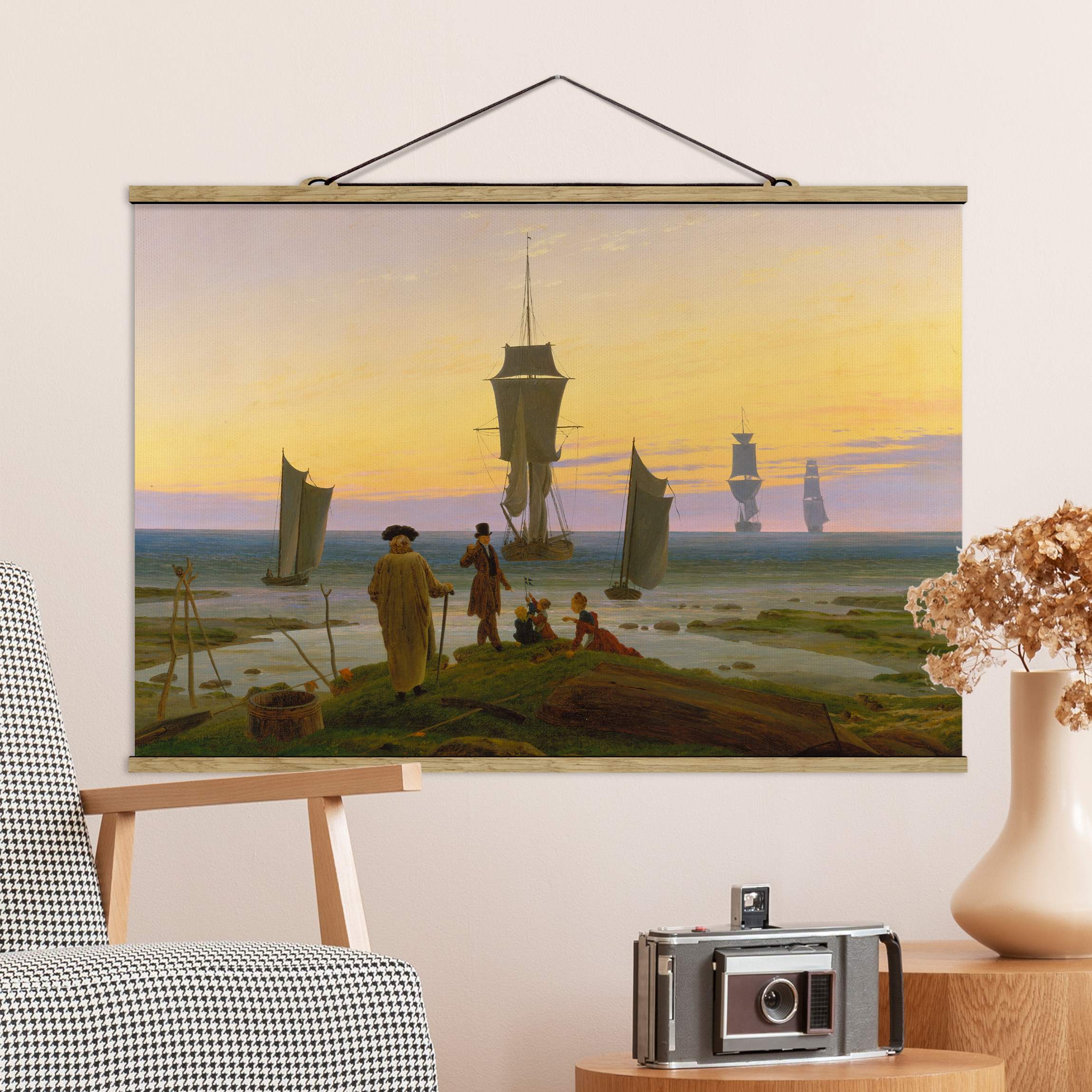 Stoffbild mit Posterleisten Caspar David Friedrich - Die Lebensstufen