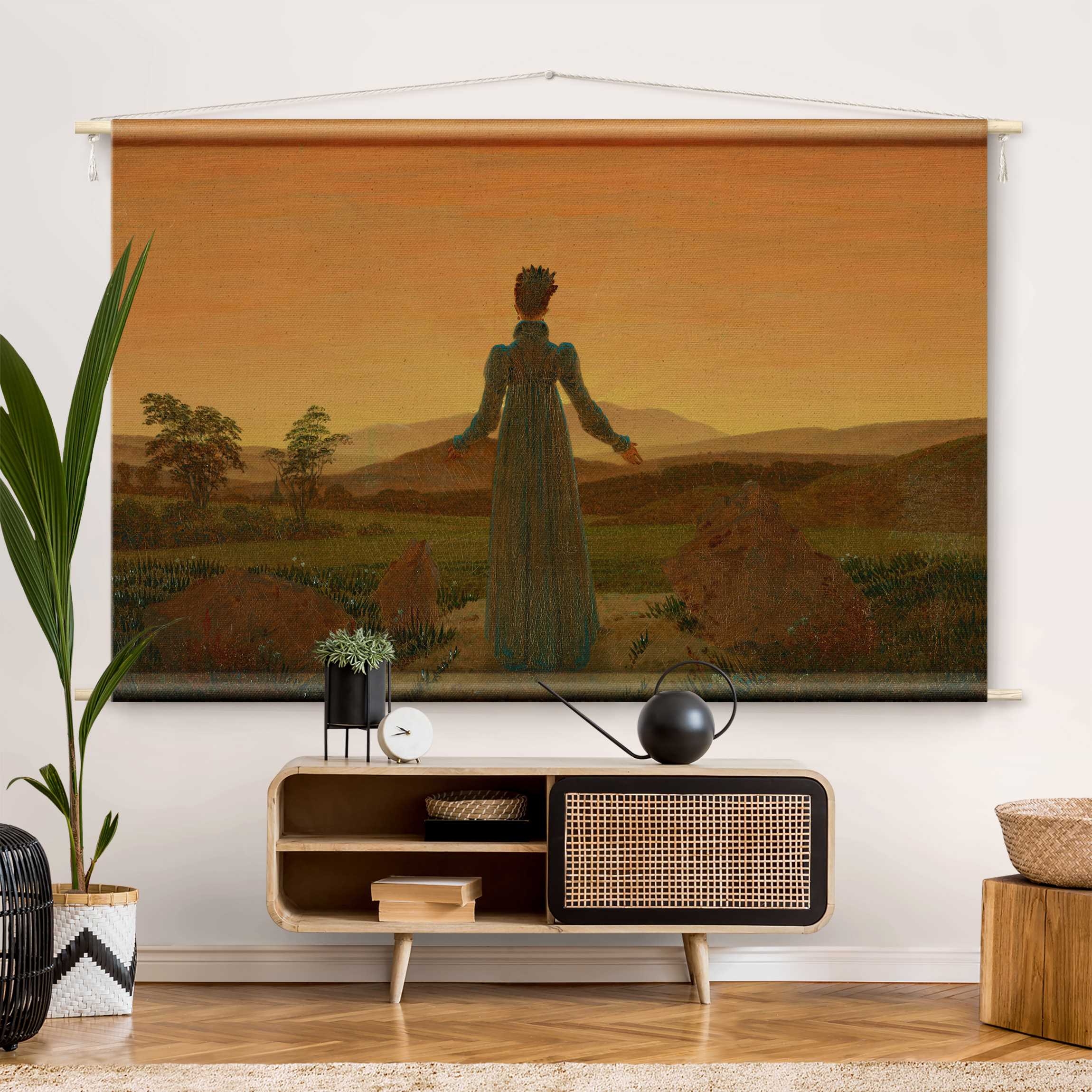 Wandteppich Caspar David Friedrich - Frau vor untergehender Sonne