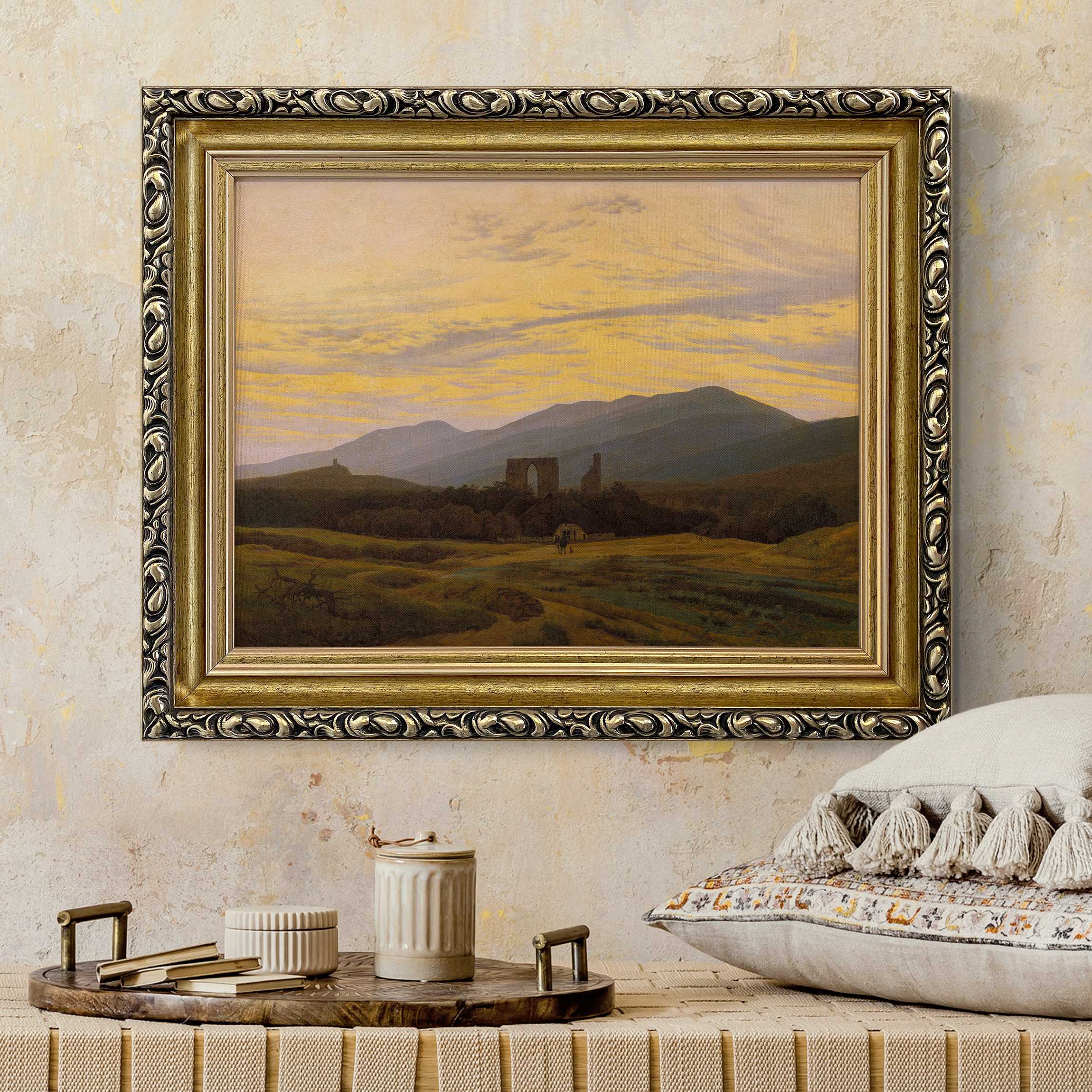 Leinwandbild in Barockrahmen Caspar David Friedrich - Klosterruine Eldena