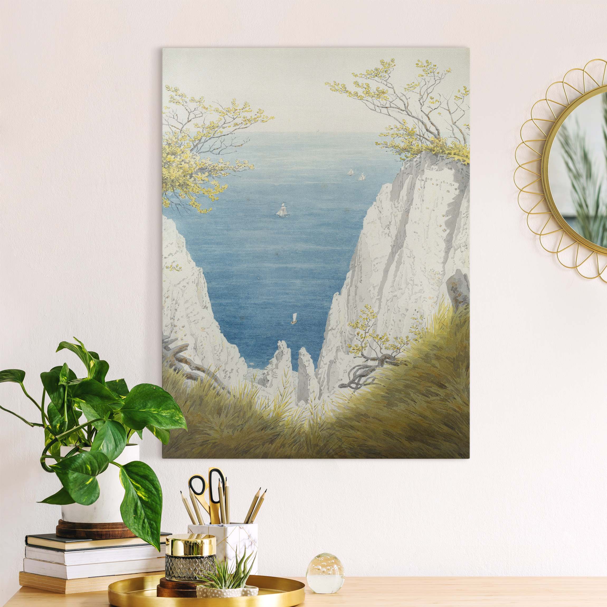 Leinwandbild Caspar David Friedrich - Kreidefelsen auf Rügen