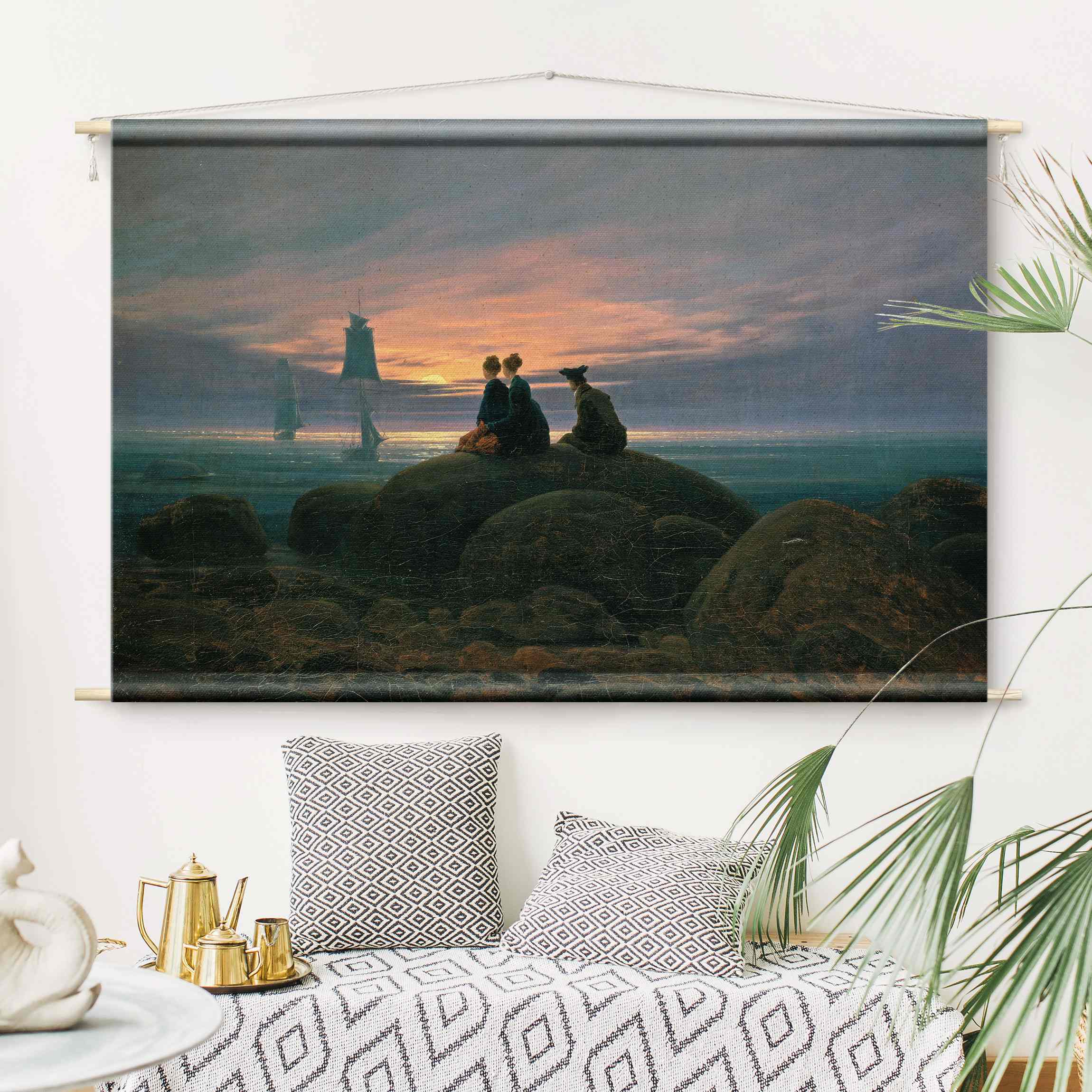 Wandteppich Caspar David Friedrich - Mondaufgang am Meer