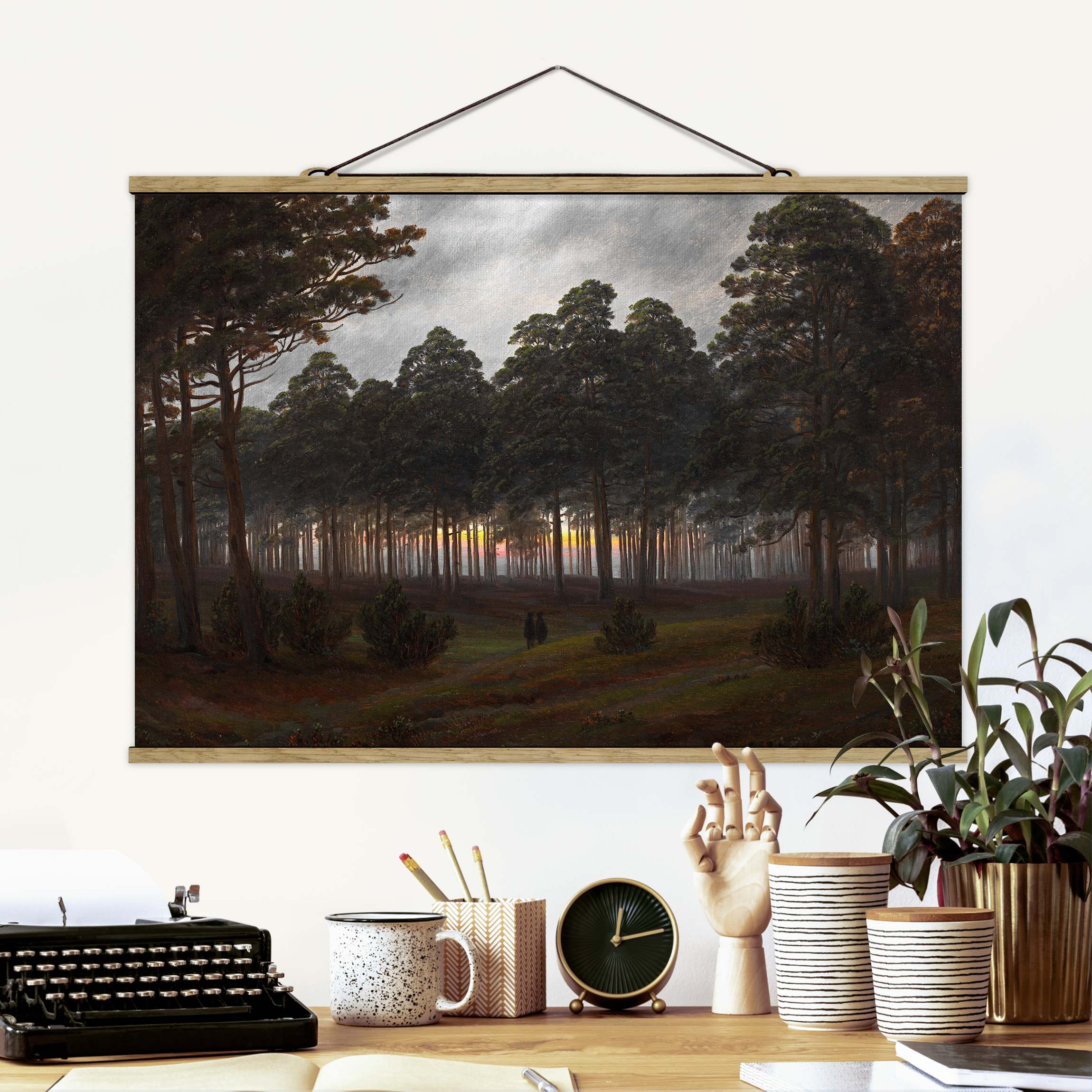 Stoffbild mit Posterleisten Caspar David Friedrich - Tageszeitenzyklus, Der Abend