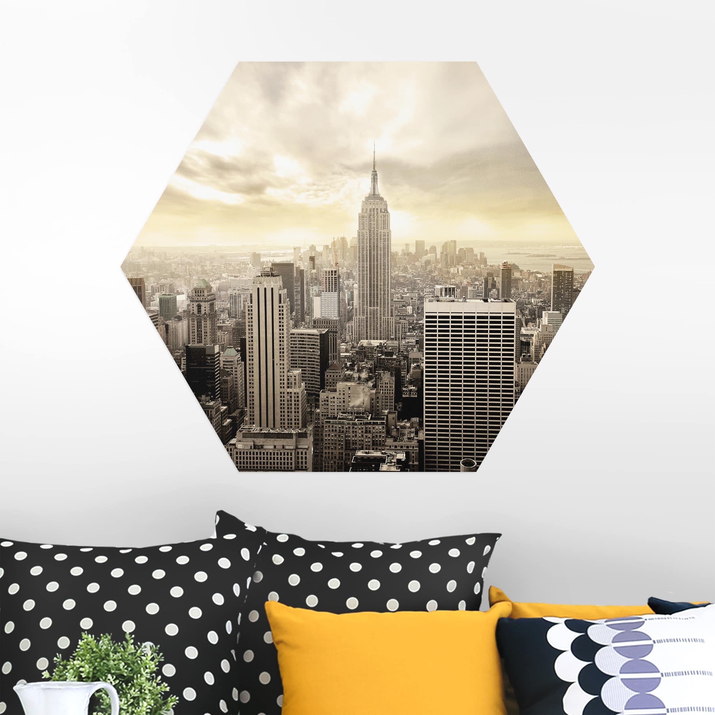 Hexagon-Alu-Dibond Bild Manhattan Dawn