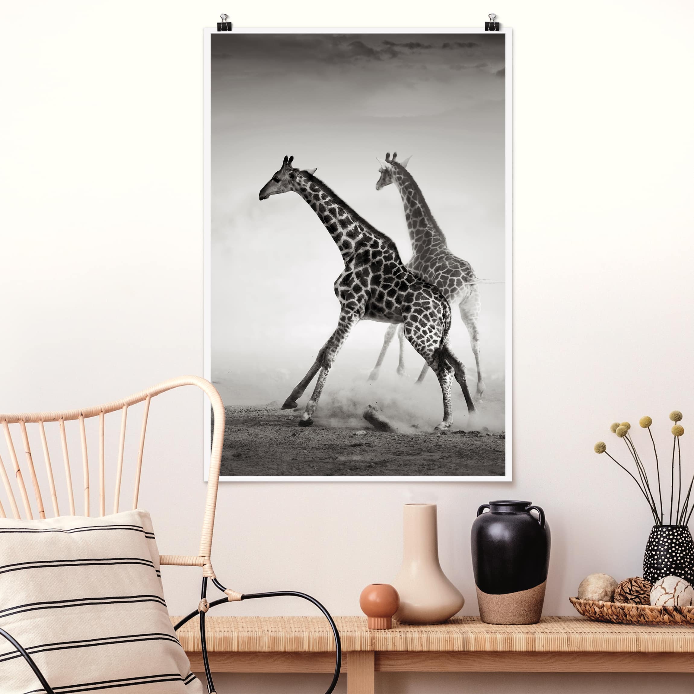 Poster - Hochformat Giraffenjagd