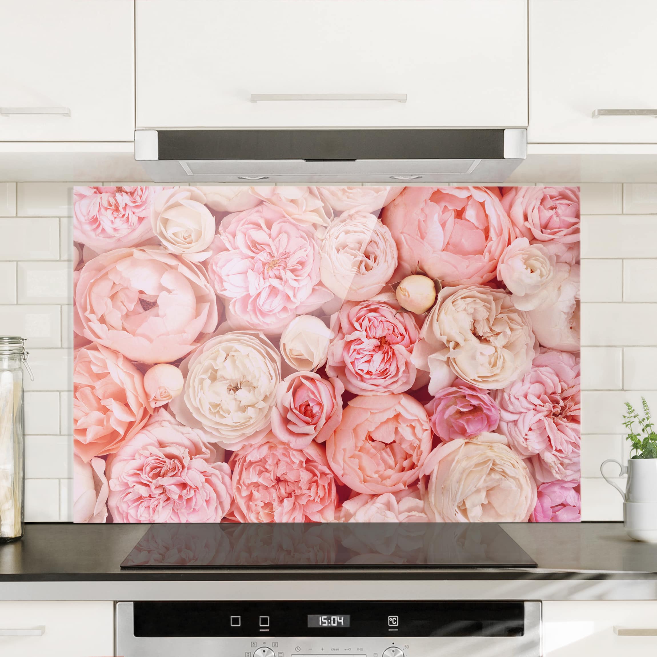 Glas Spritzschutz - Querformat 3:2 Rosen Rosé Koralle Shabby