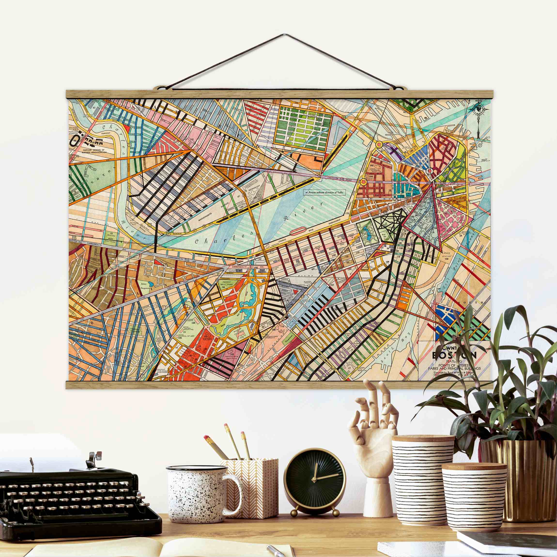 Stoffbild - Querformat Moderne Karte von Boston