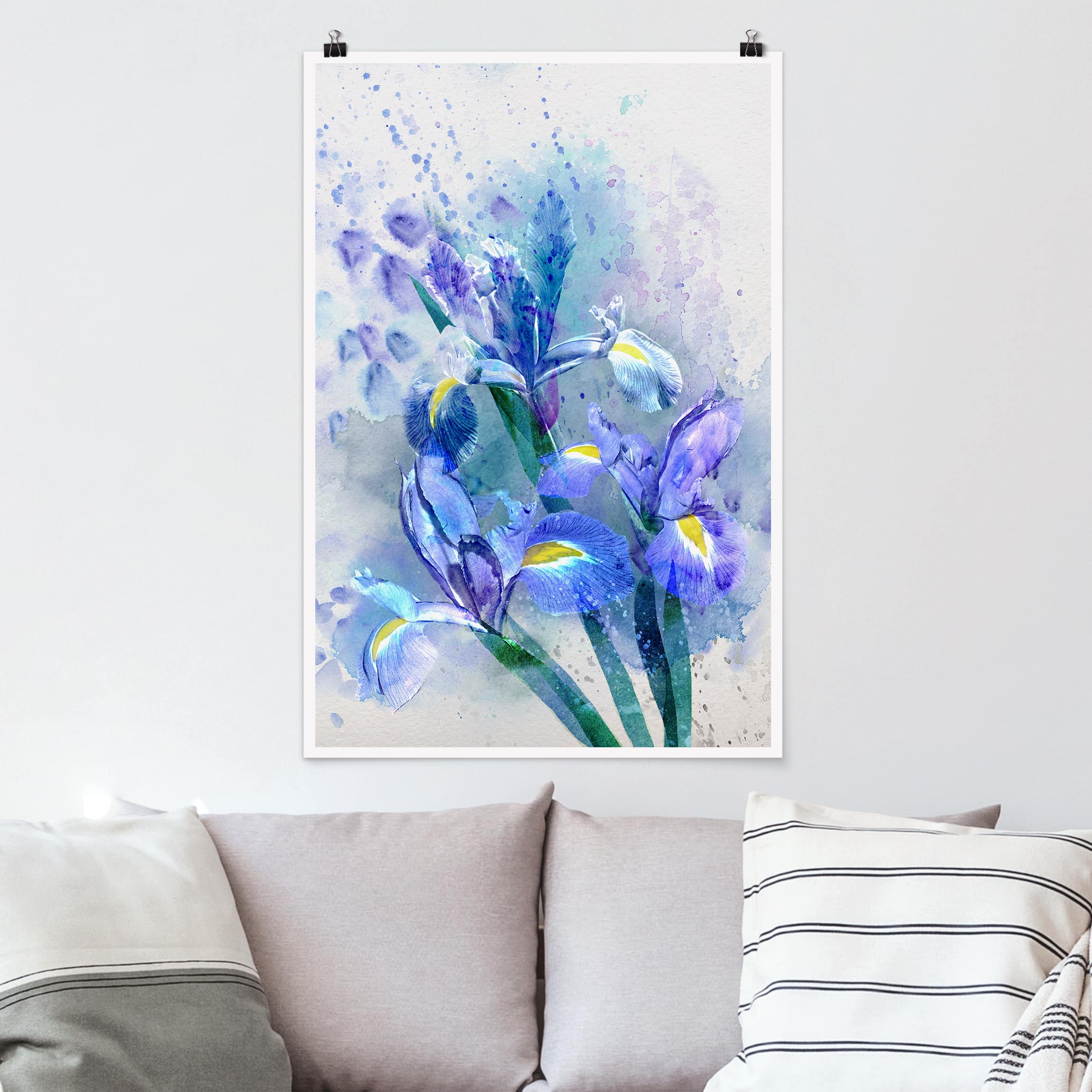 Poster Blumen Aquarell Blumen Iris