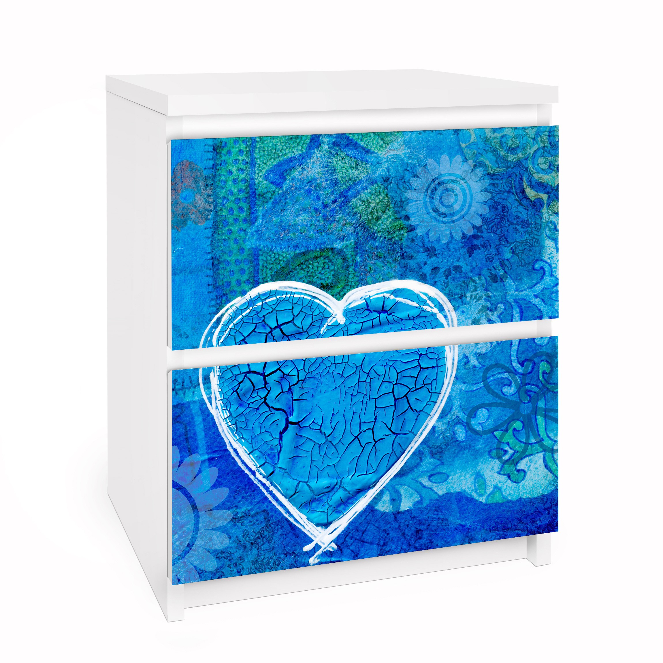 Möbelfolie für IKEA Malm Kommode 2 Schubladen Terra Azura