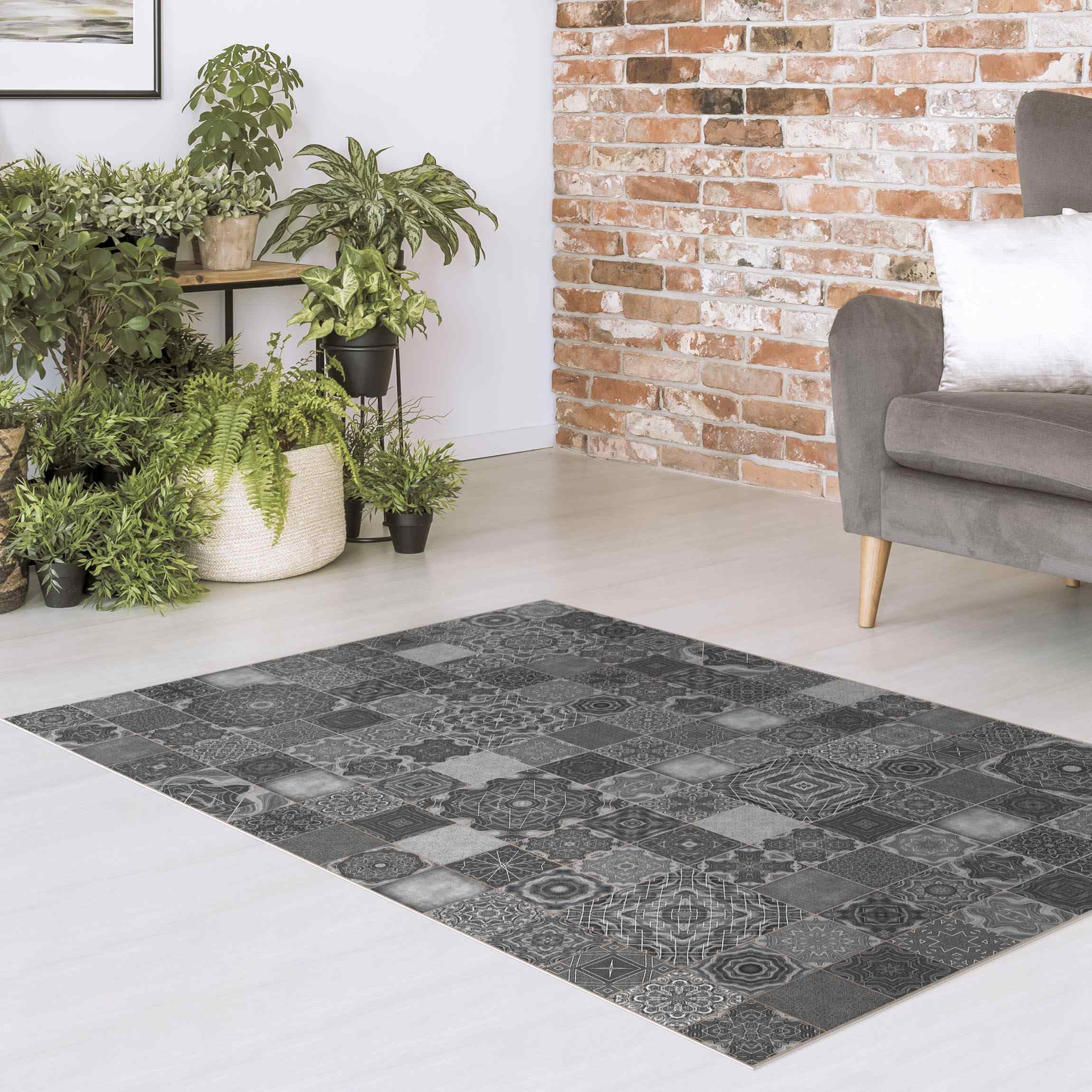 Vinylteppich Art Deco Fliesen Grauer Marmor mit Goldschimmer