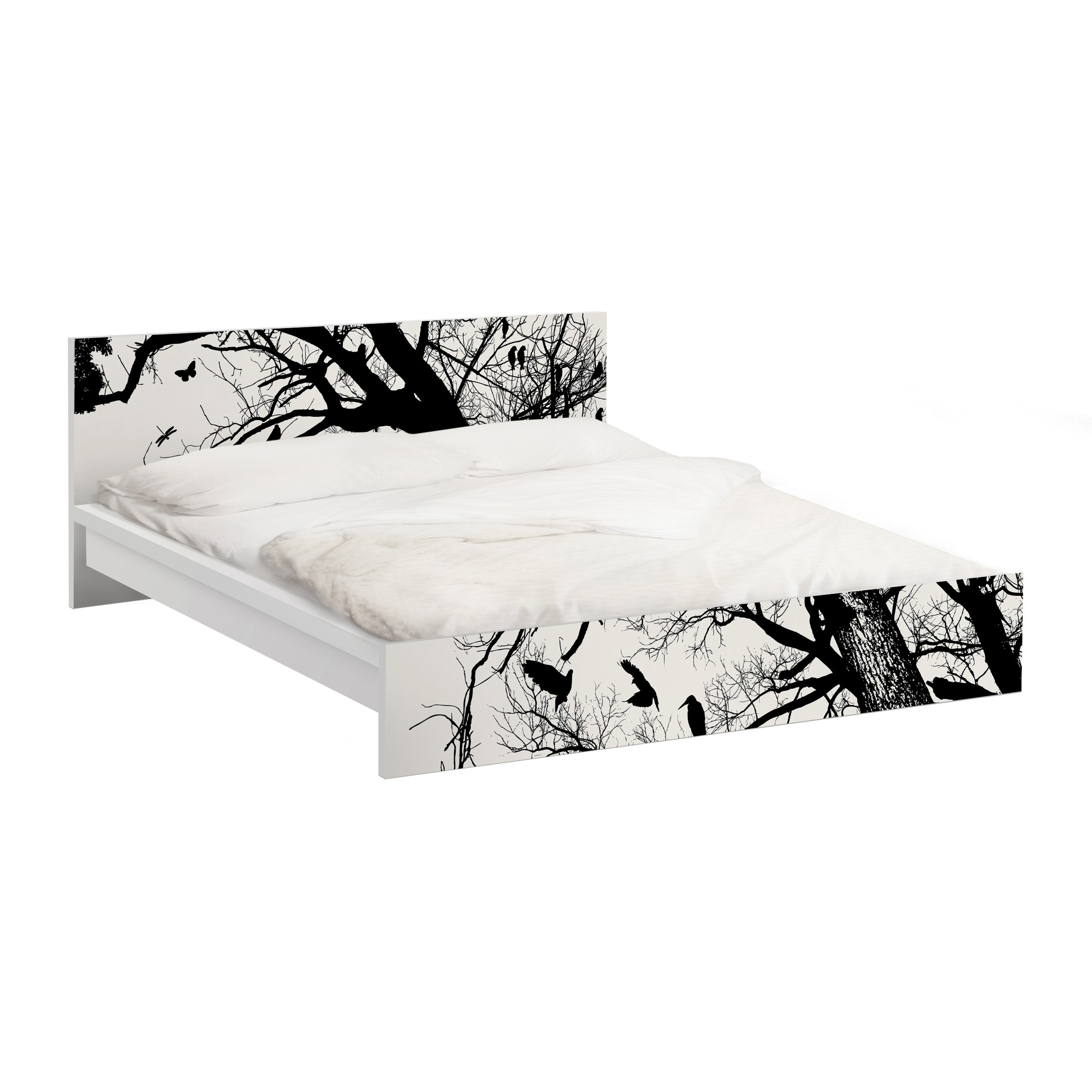 Möbelfolie für IKEA Malm Bett 180 cm Breite Vintage Tree in the Sky
