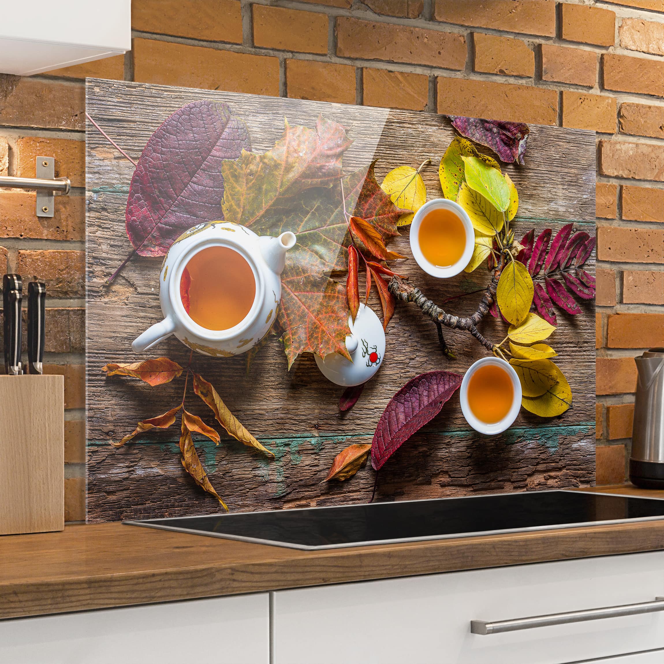 Glas Spritzschutz Tee im September