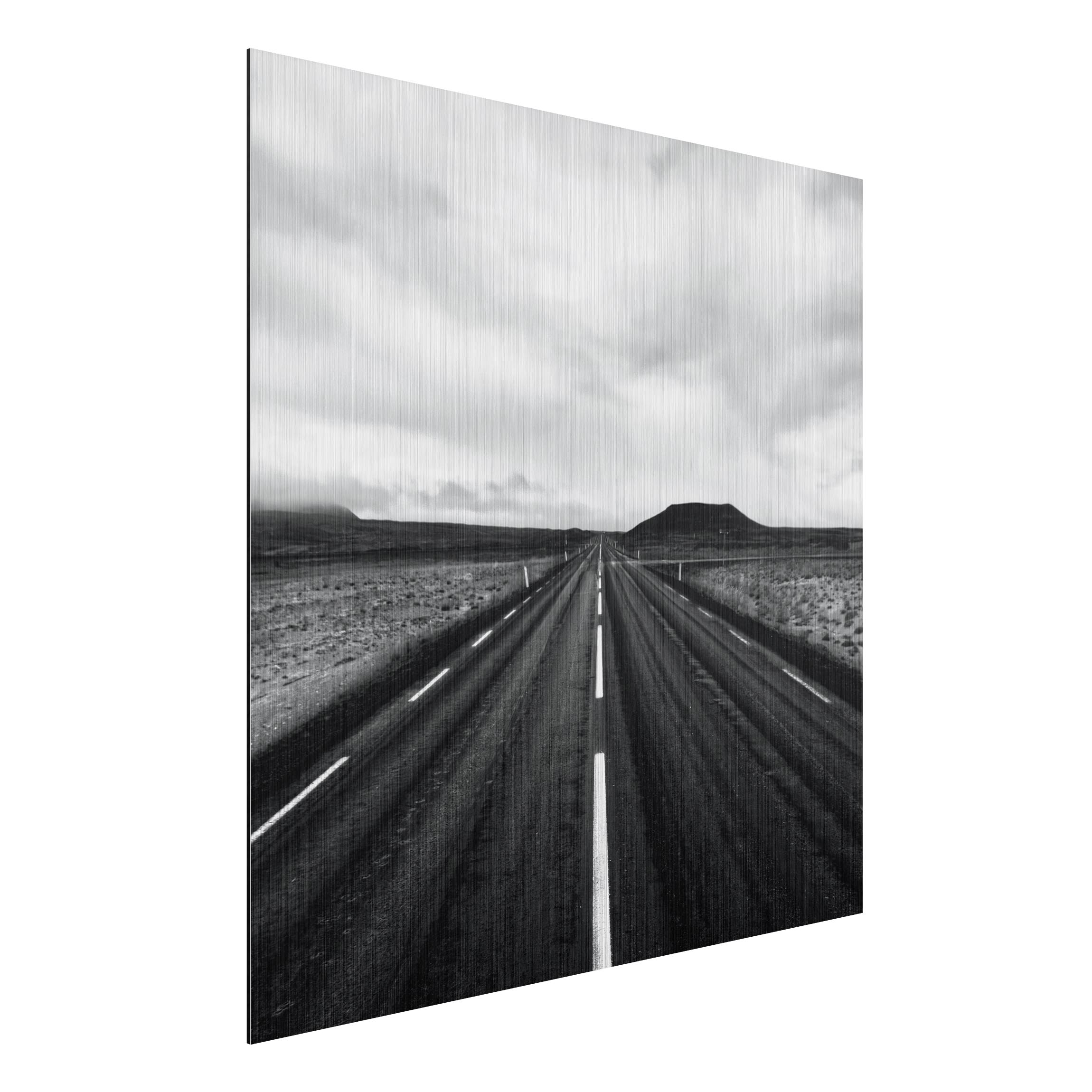 Alu-Dibond Outdoor Bild Gerade Straße in Island