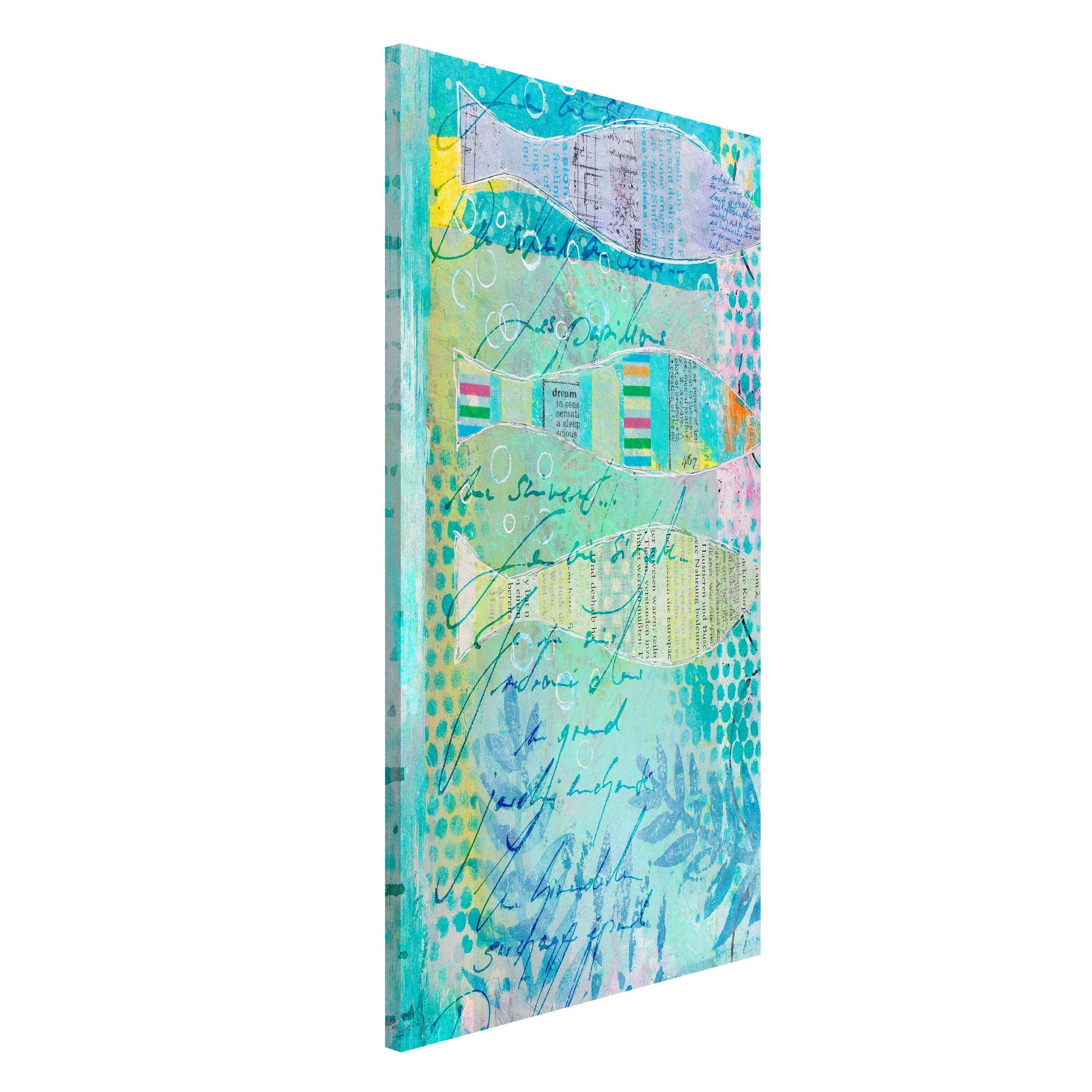 Magnettafel Bunte Collage - Fische und Punkte