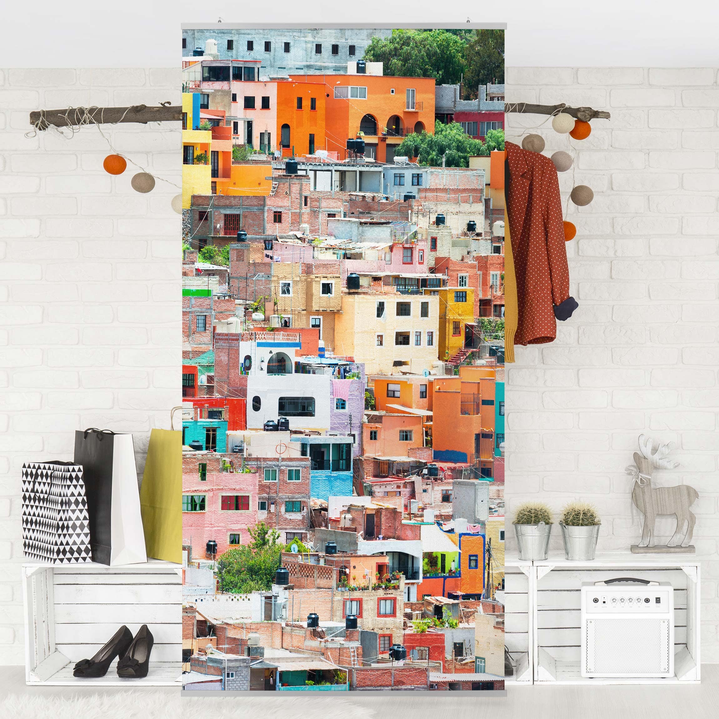 Raumteiler Farbige Häuserfront Guanajuato