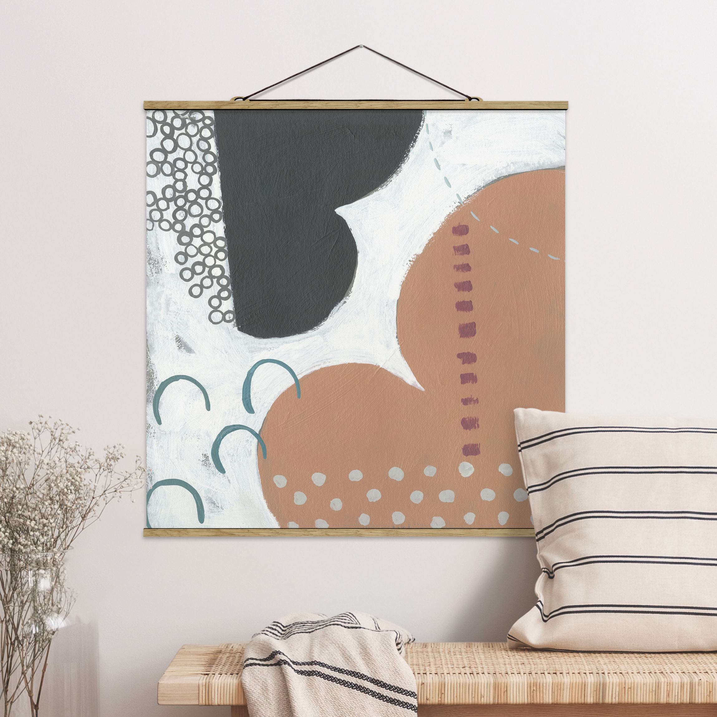 Stoffbild - Quadrat Karneval der Formen in Lachs III