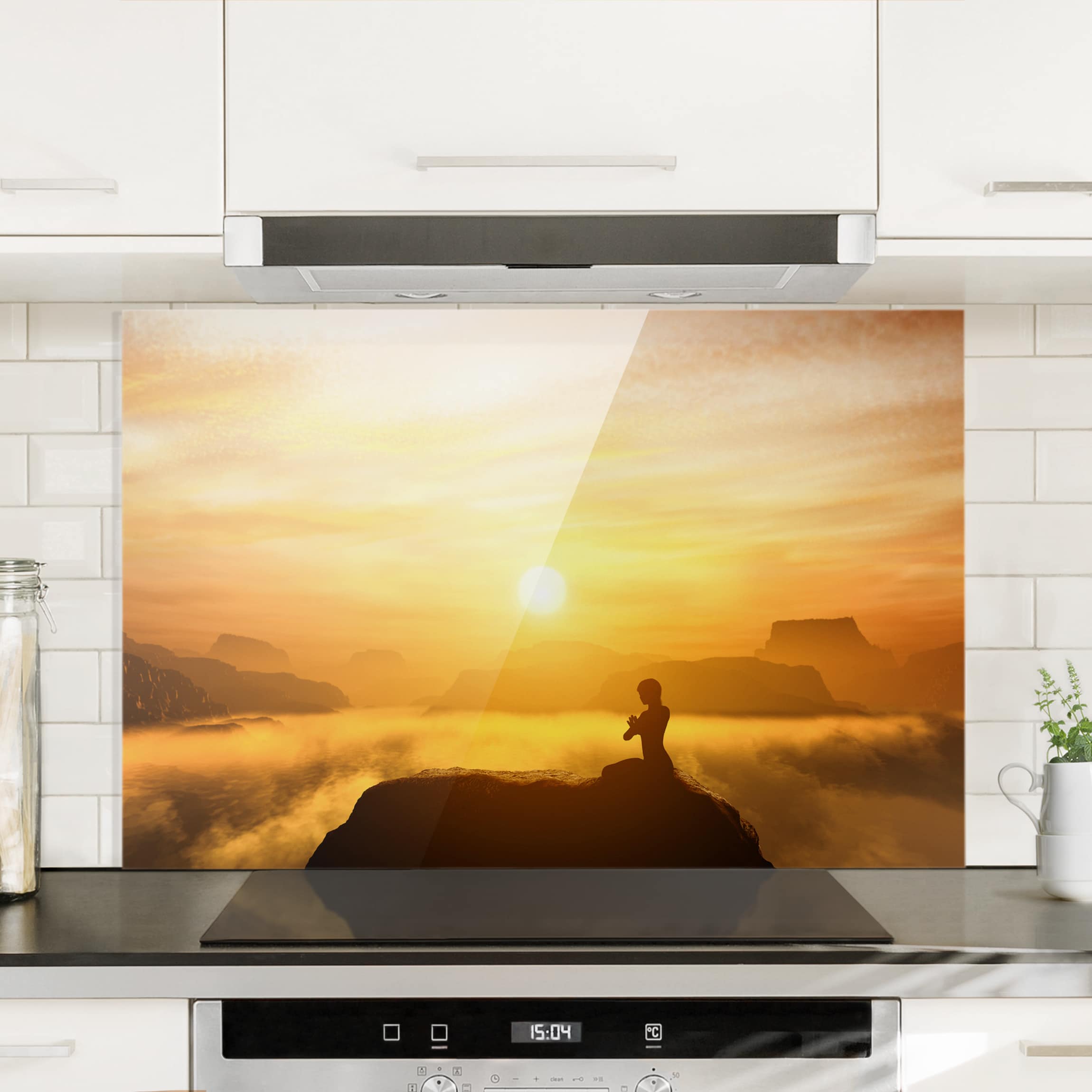 Glas Spritzschutz - Querformat 3:2 Yoga Meditation