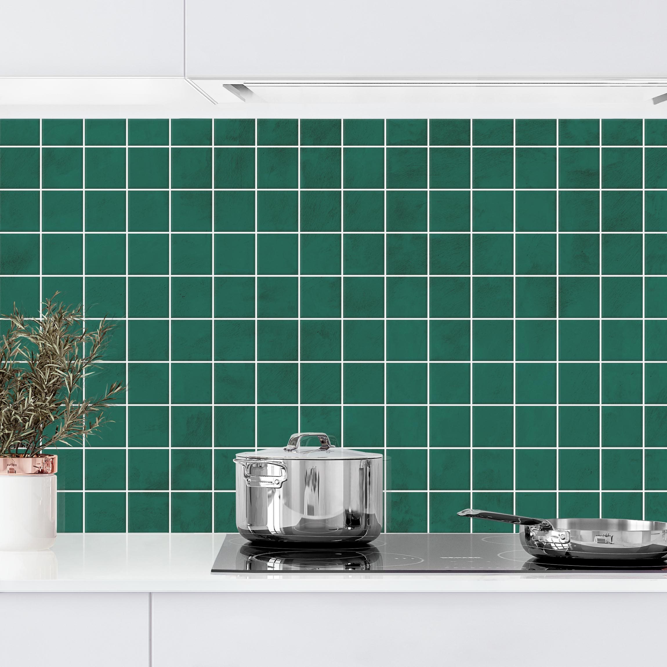 Küchenrückwand Mosaik Beton Fliesen - Grün