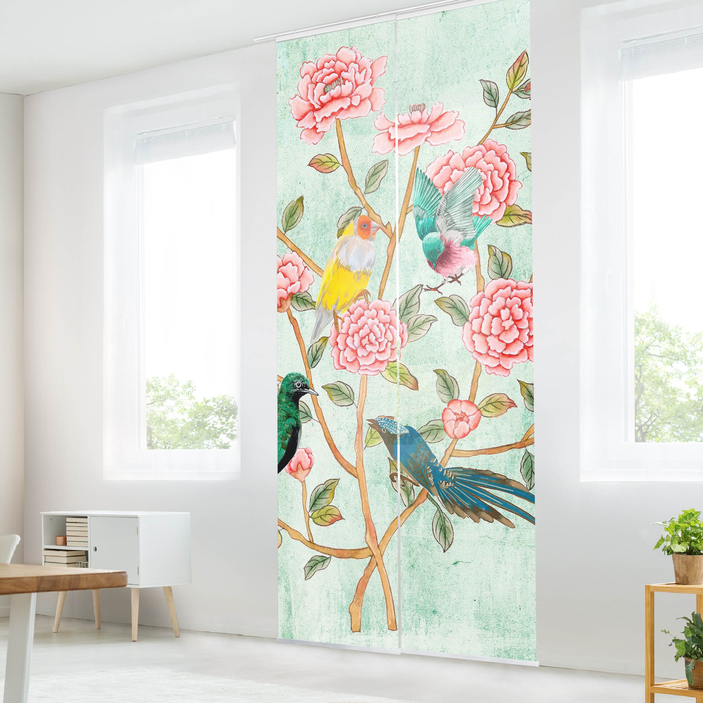 Schiebegardine Chinoiserie Collage in Mint II