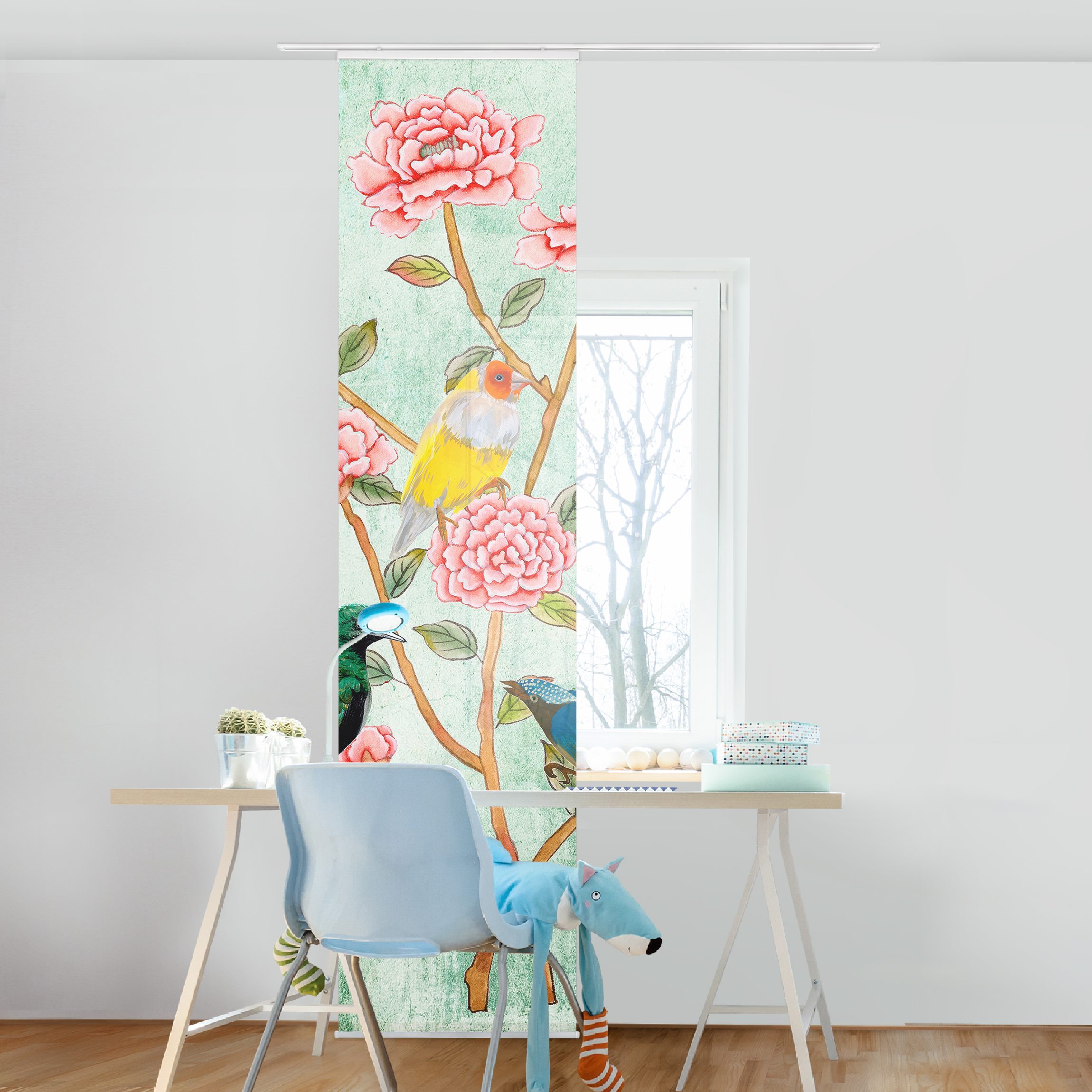 Schiebegardine Chinoiserie Collage in Mint II