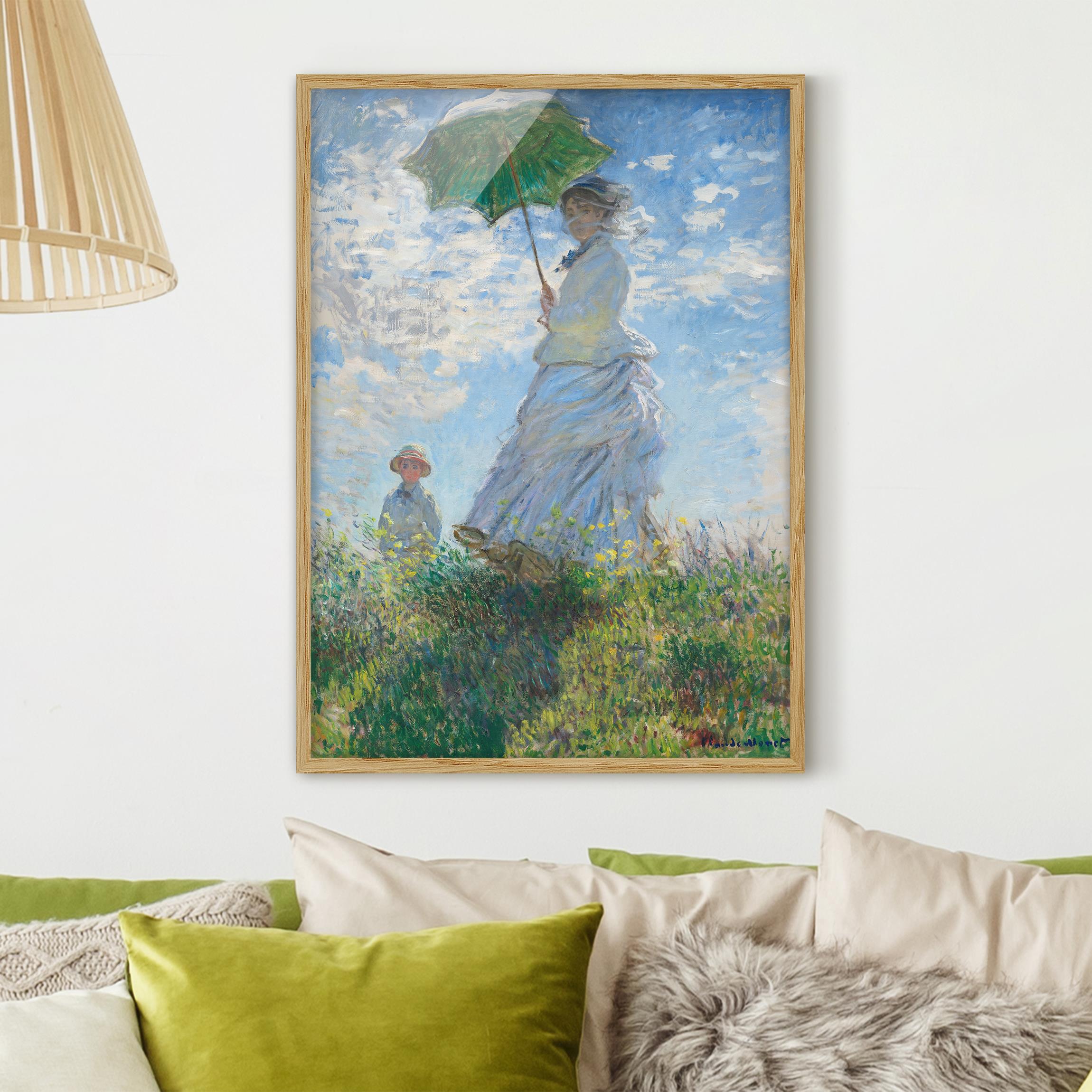 Bild mit Rahmen Claude Monet - Frau mit Sonnenschirm