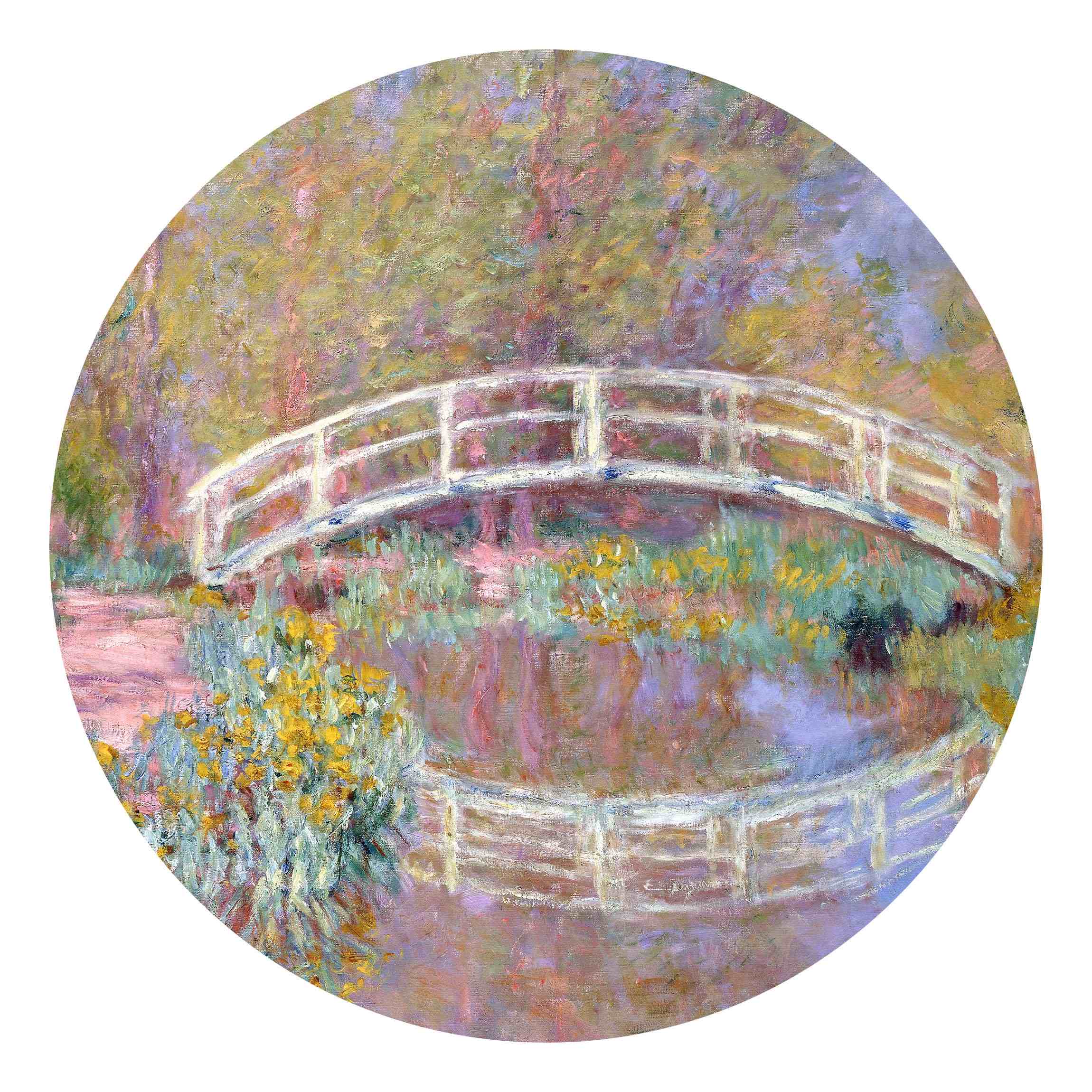 Runde Fototapete Claude Monet - Brücke Monets Garten