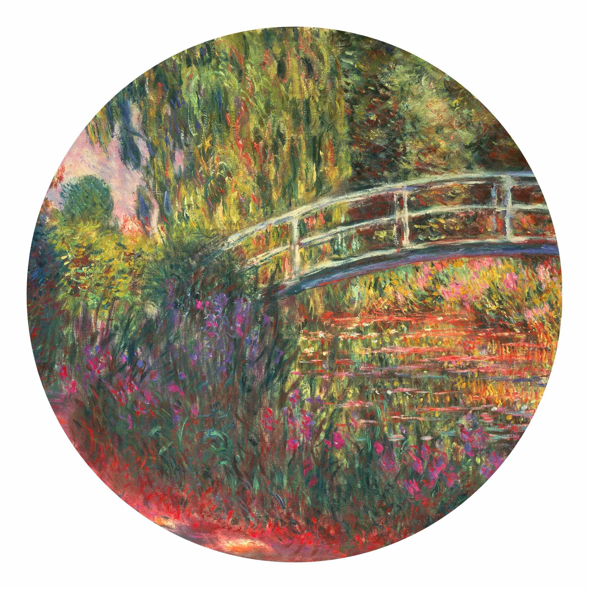 Runde Fototapete Claude Monet - Japanische Brücke im Garten von Giverny