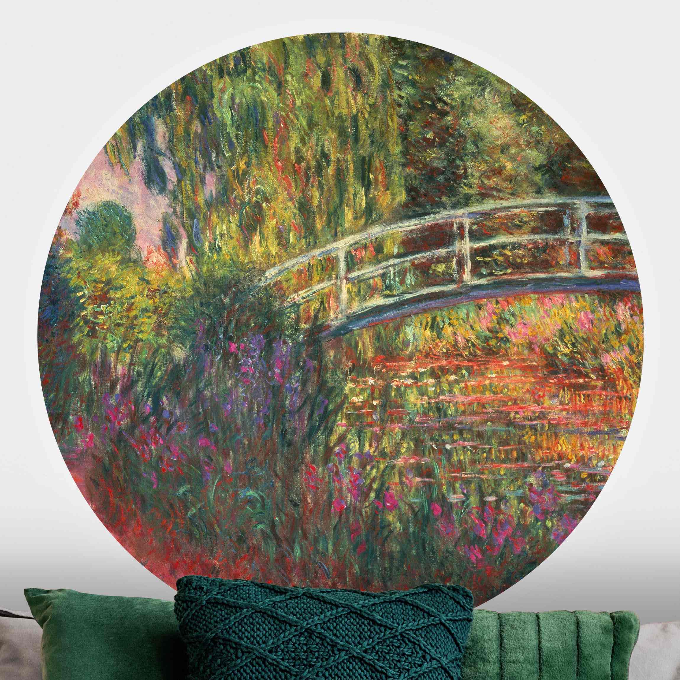 Runde Fototapete selbstklebend Claude Monet - Japanische Brücke im Garten von Giverny