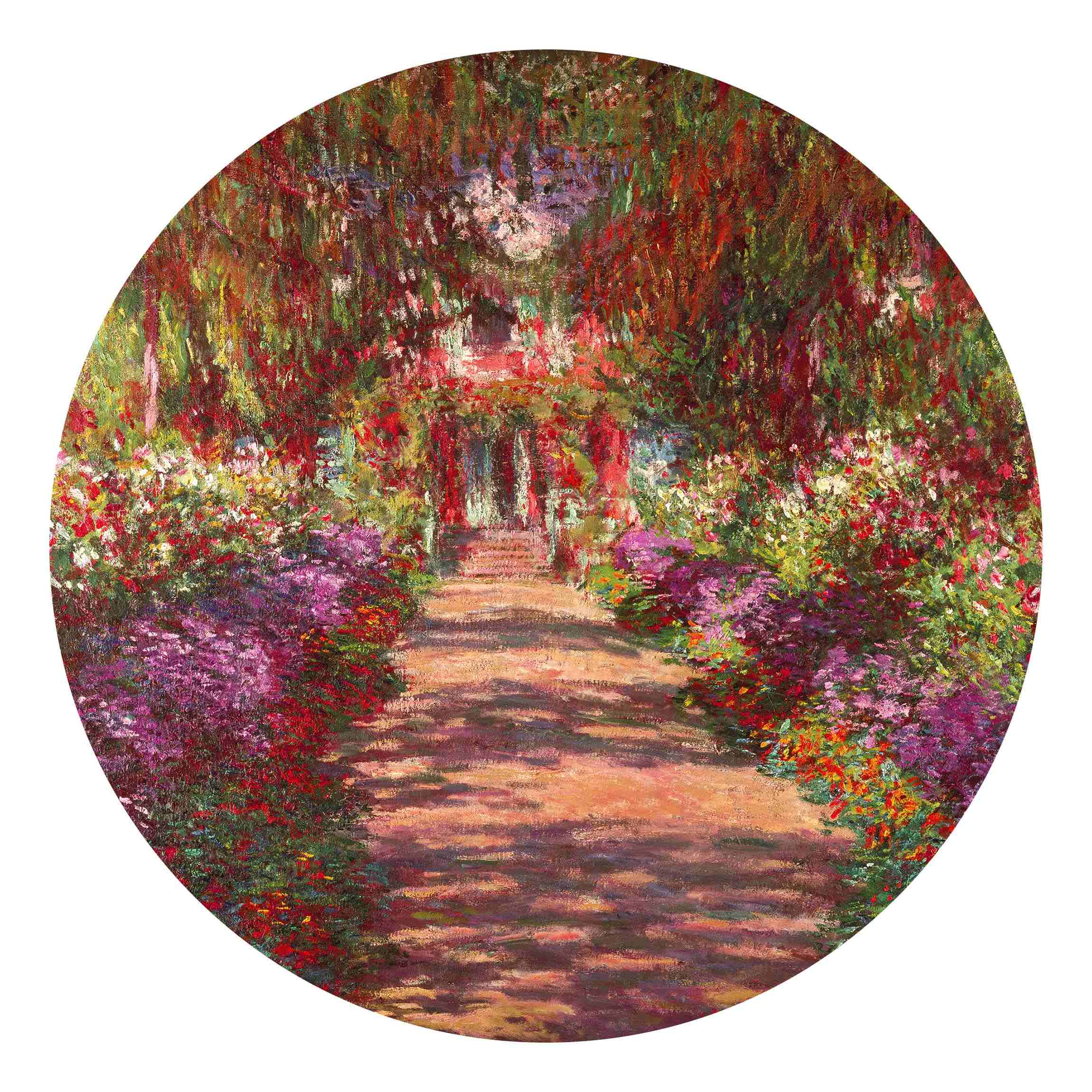 Runde Fototapete Claude Monet - Weg in Monets Garten in Giverny