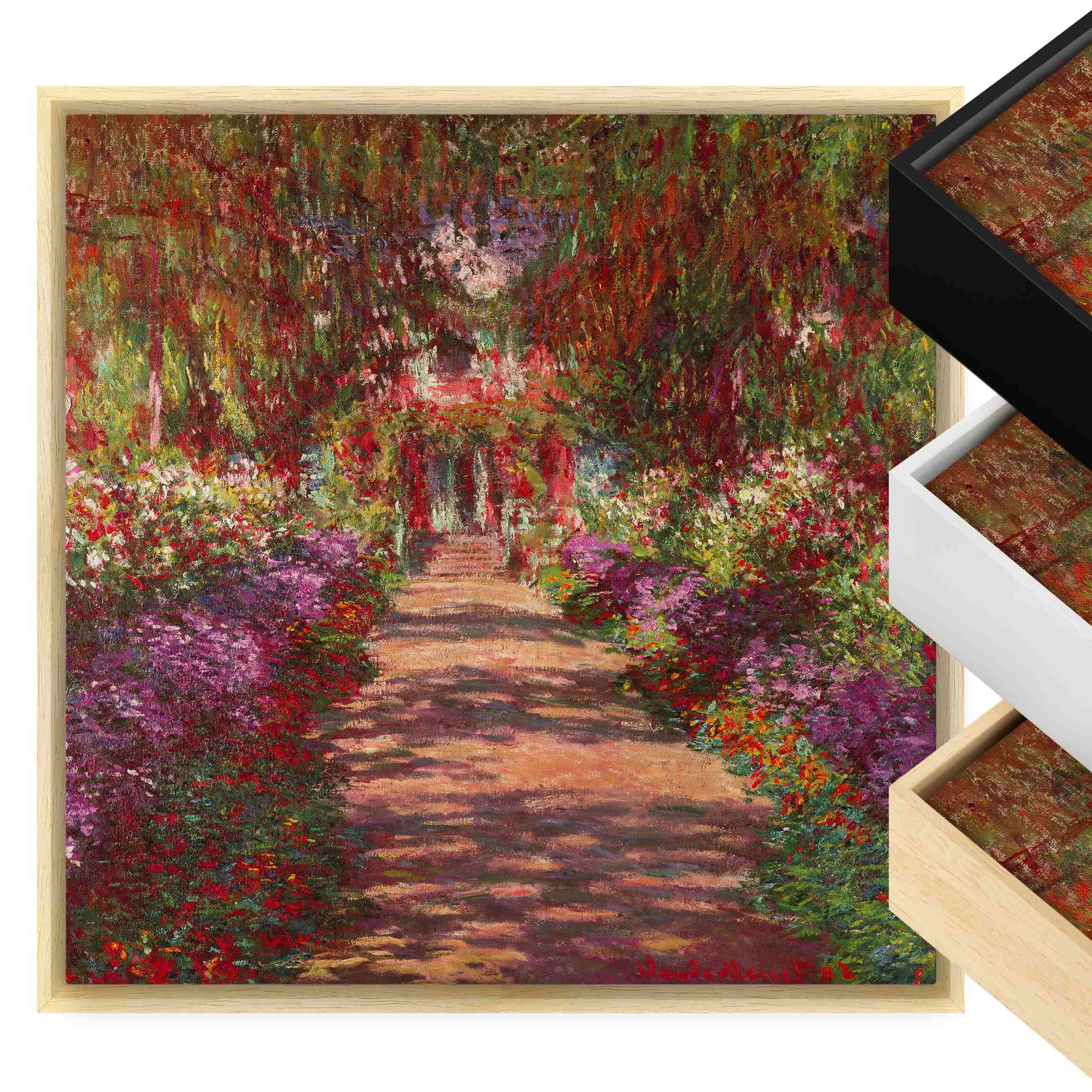 Leinwandbild - Quadrat Claude Monet - Weg in Monets Garten in Giverny