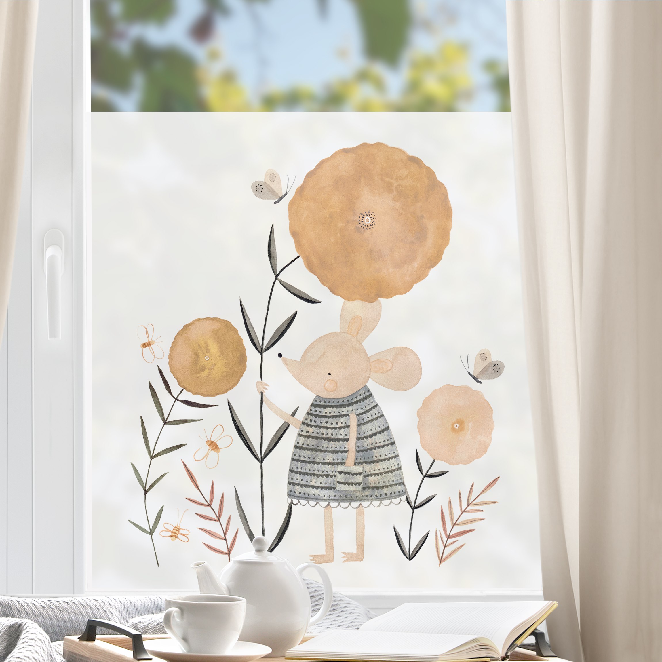 Fensterfolie Claudia Voglhuber - Blumenmaus