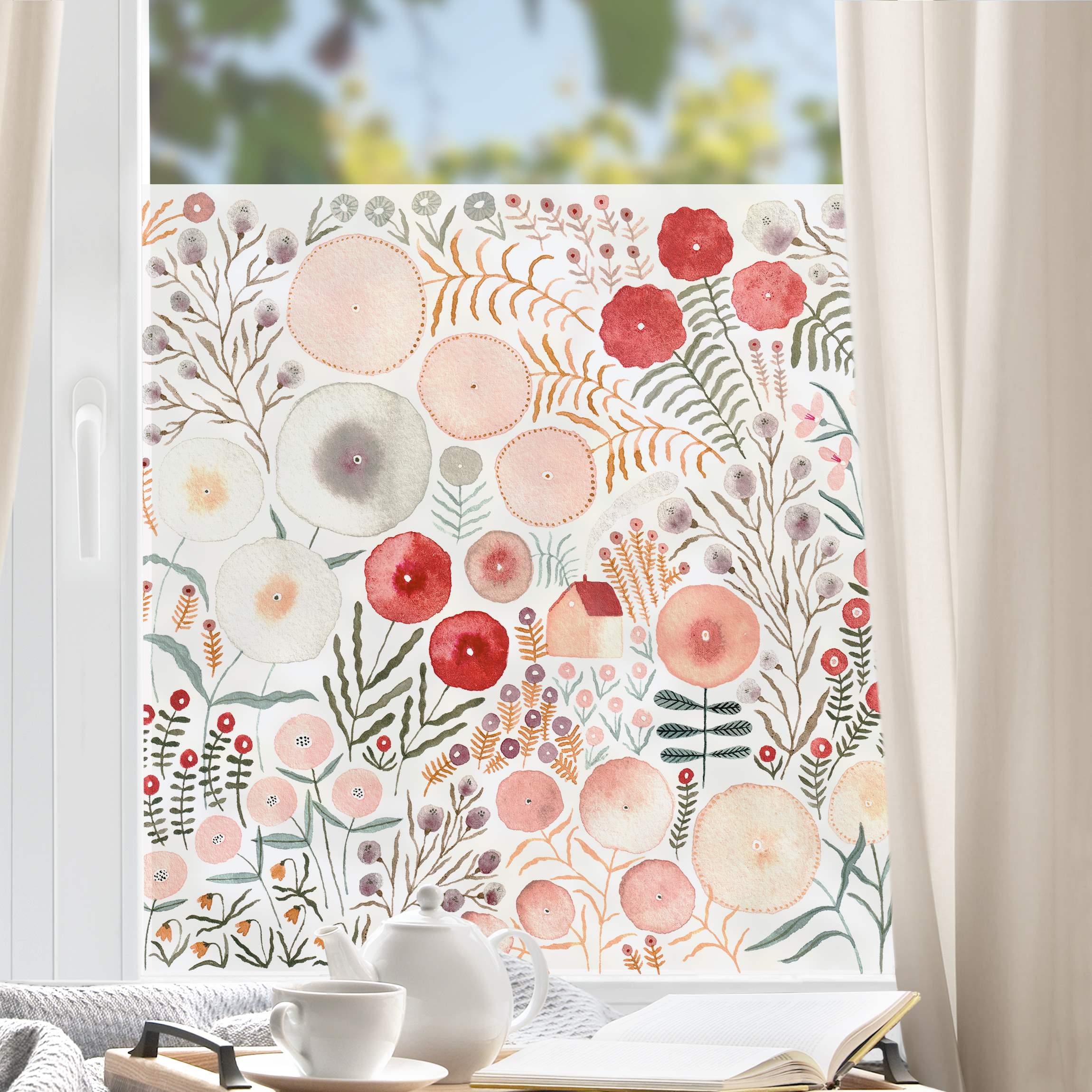 Fensterfolie Claudia Voglhuber - Blumenmeer Rot