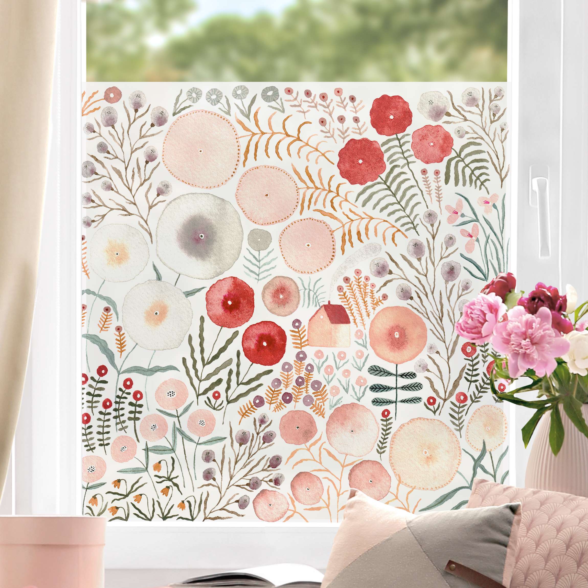 Fensterfolie Claudia Voglhuber - Blumenmeer Rot