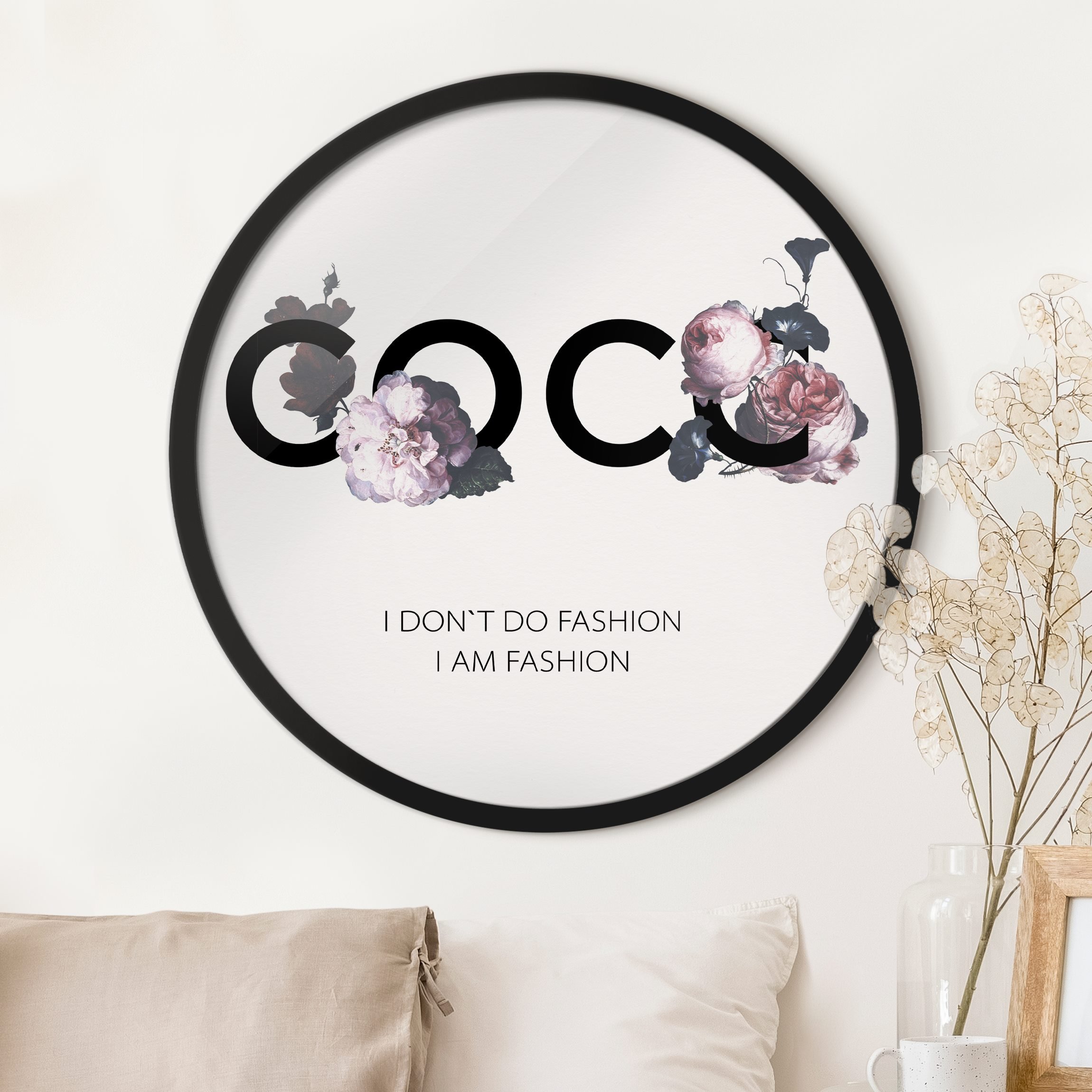 Rundes Bild mit Rahmen COCO - I don´t do fashion Rosen