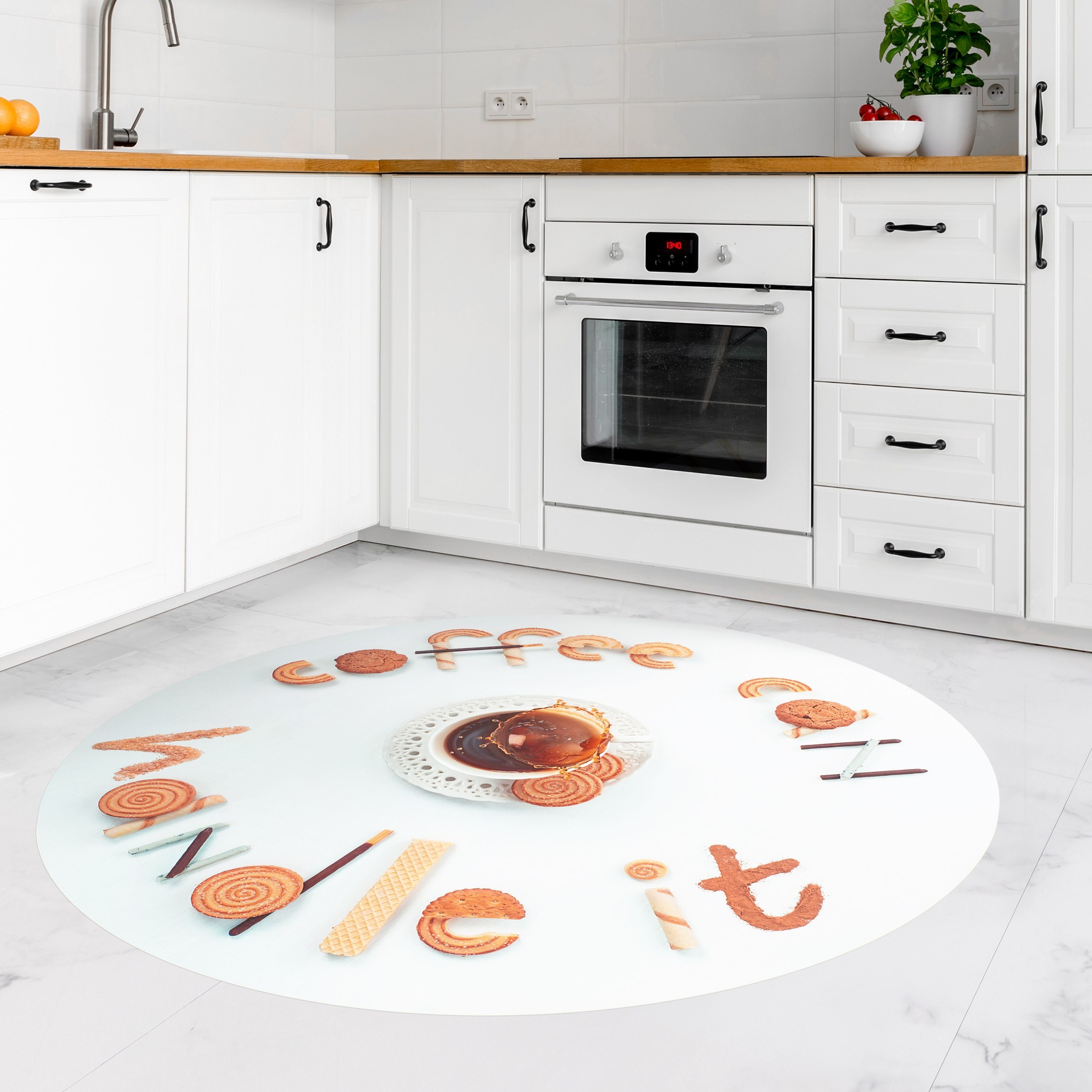 Runder Vinyl-Teppich Coffee can handle it