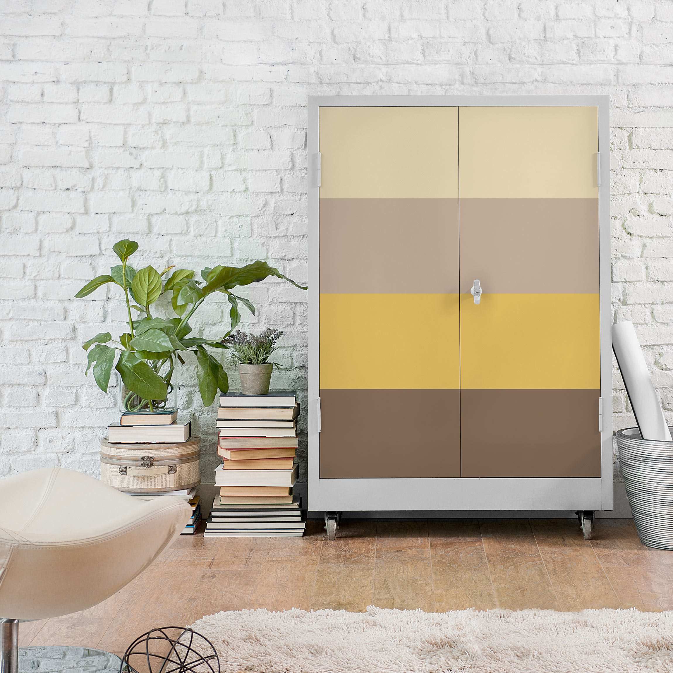 Möbelfolie Uni Coffeehouse Streifen - Crème Macchiato Honig Mocca