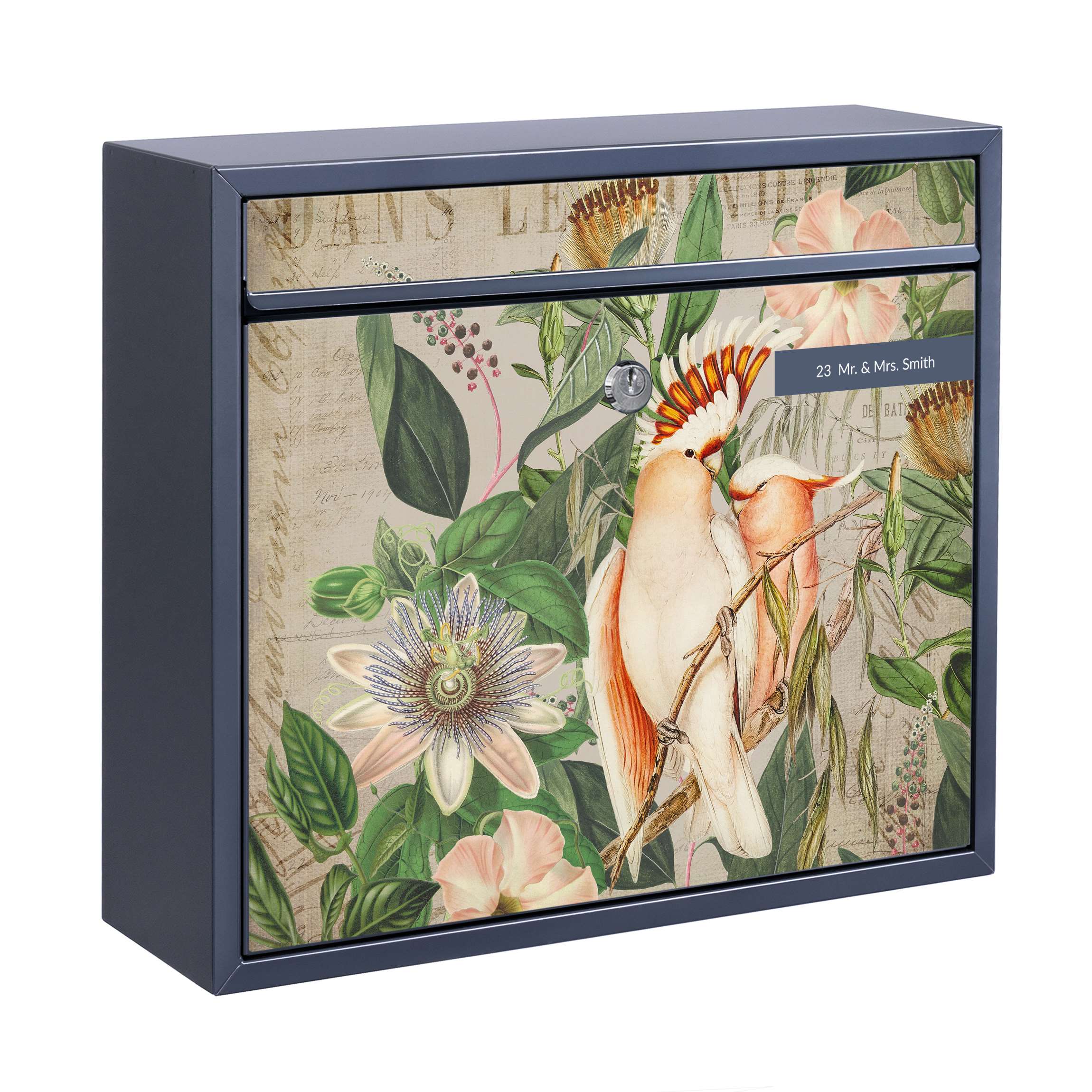 Briefkasten mit eigenem Text Colonial Style Collage - Rosa Kakadu