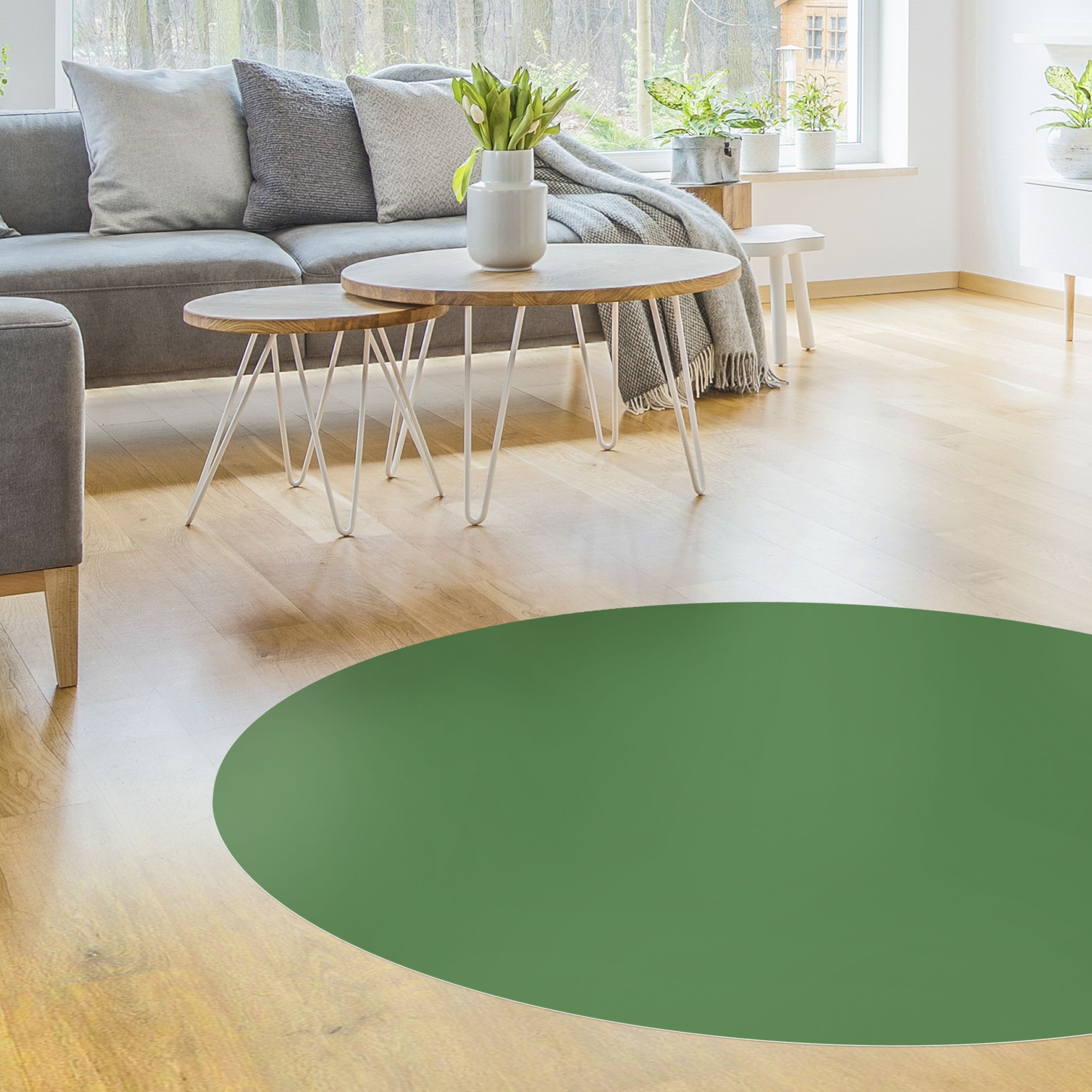 Runder Vinyl-Teppich Colour Dark Green