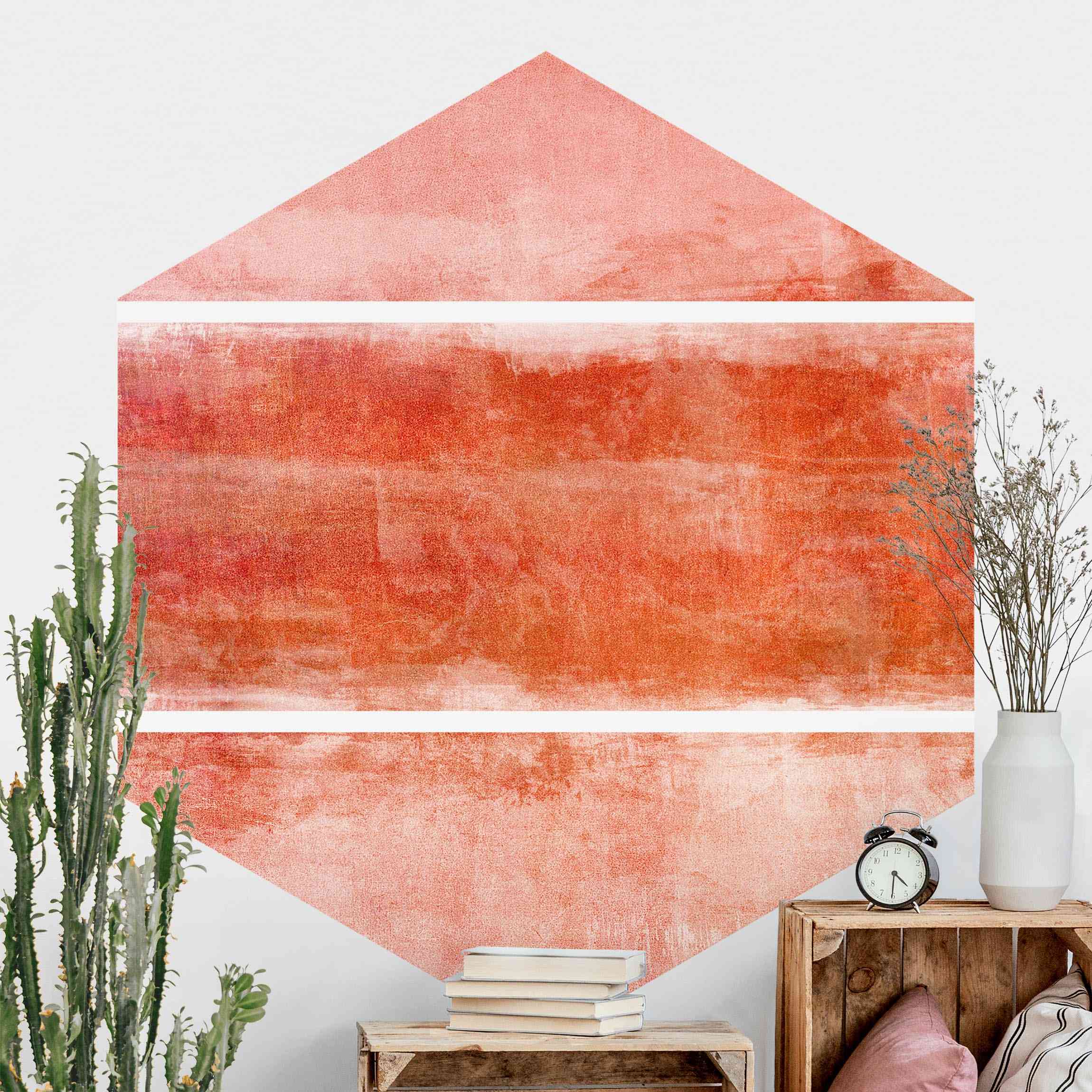 Hexagon Fototapete Colour Harmony Red