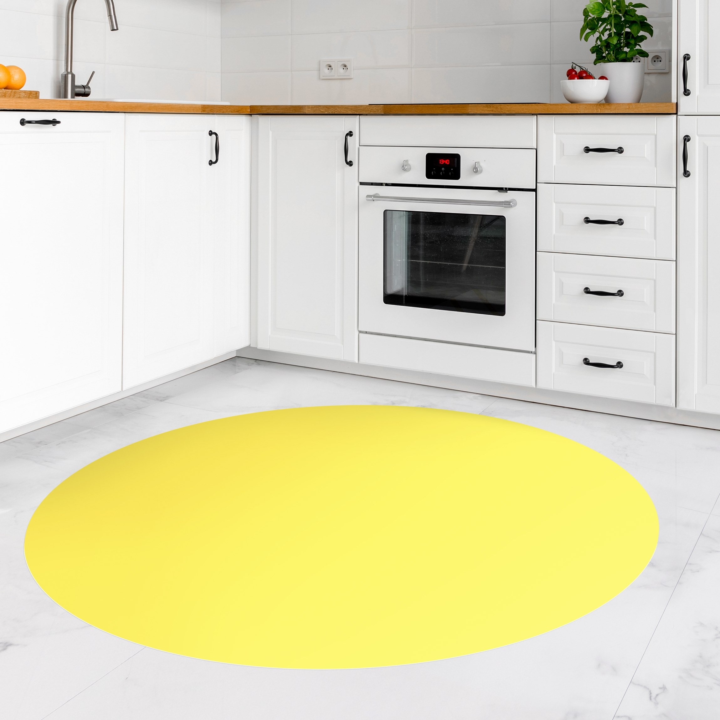 Runder Vinyl-Teppich Colour Lemon Yellow