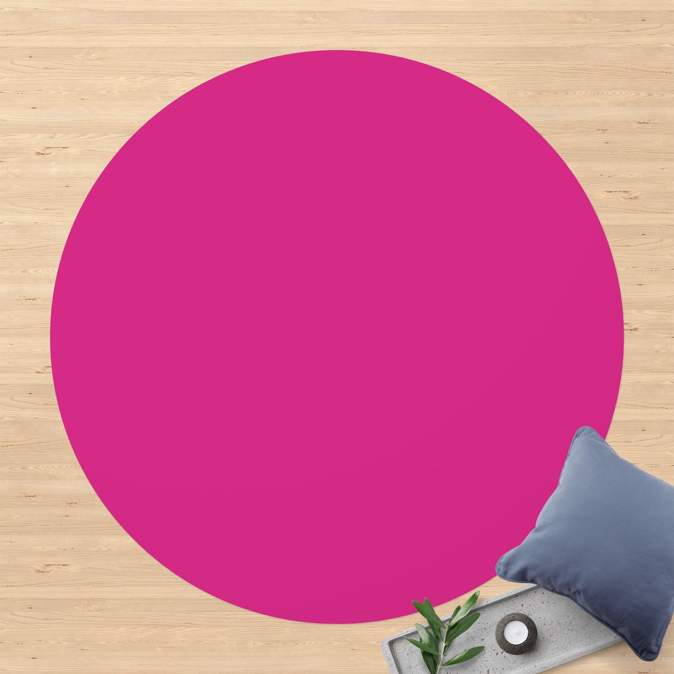 Runder Vinyl-Teppich Colour Pink