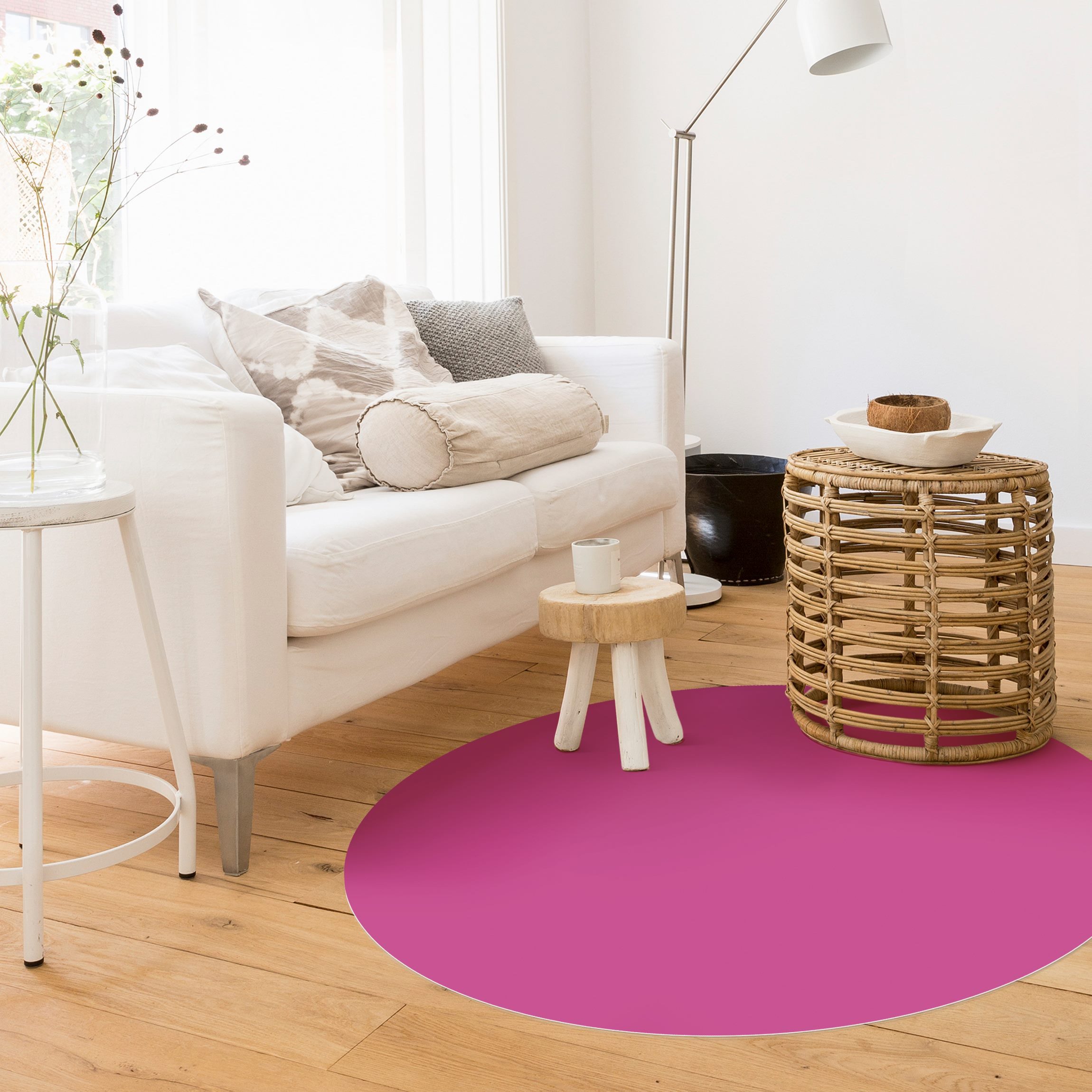 Runder Vinyl-Teppich Colour Pink