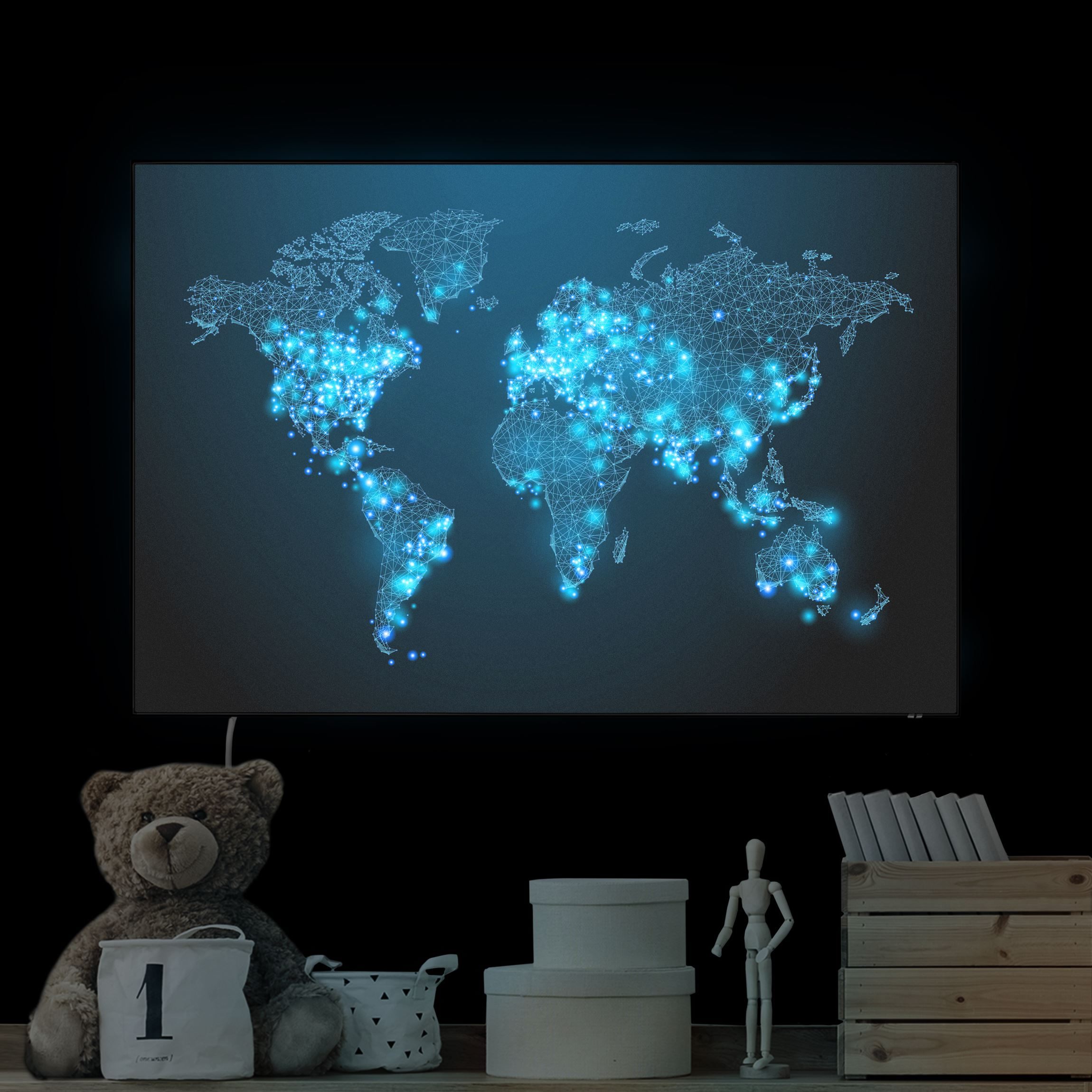 LED-Wechselbild Connected World Weltkarte